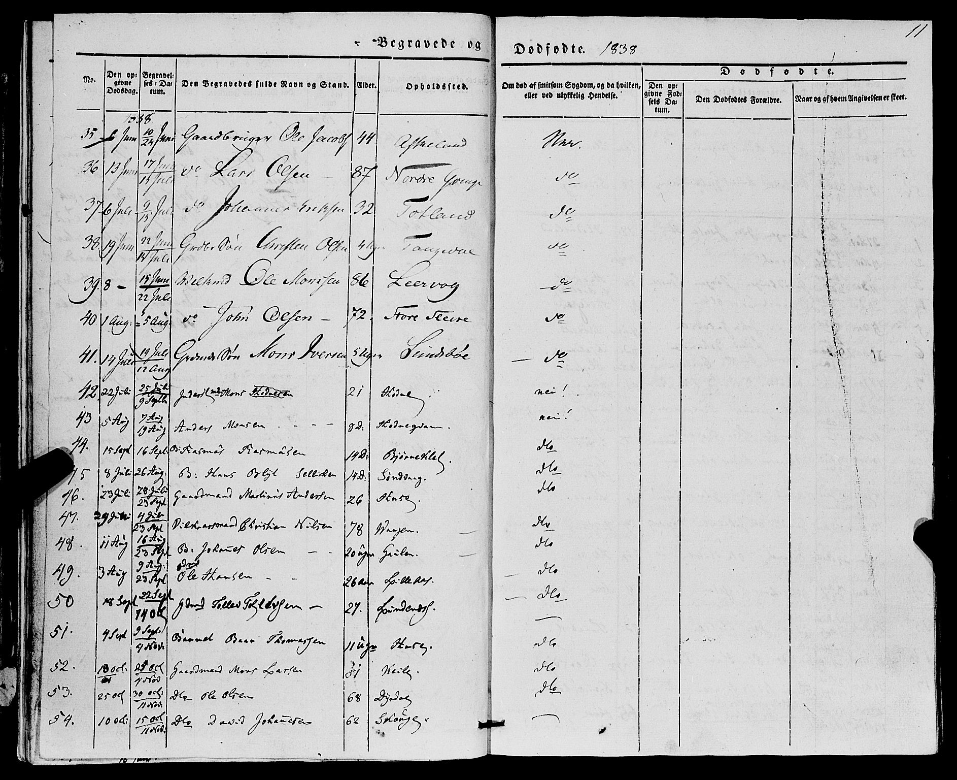 Lindås Sokneprestembete, AV/SAB-A-76701/H/Haa/Haaa/L0014: Parish register (official) no. A 14, 1835-1847, p. 11