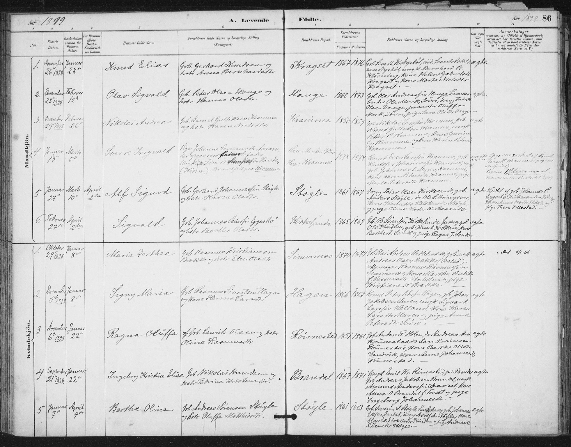 Ministerialprotokoller, klokkerbøker og fødselsregistre - Møre og Romsdal, SAT/A-1454/503/L0037: Parish register (official) no. 503A05, 1884-1900, p. 86