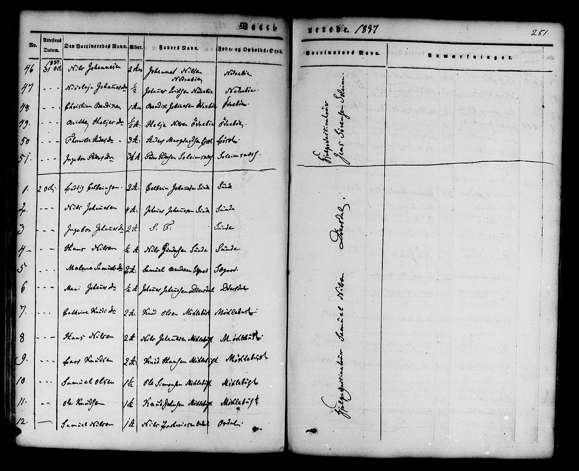 Jølster sokneprestembete, SAB/A-80701/H/Haa/Haaa/L0009: Parish register (official) no. A 9, 1833-1848, p. 251