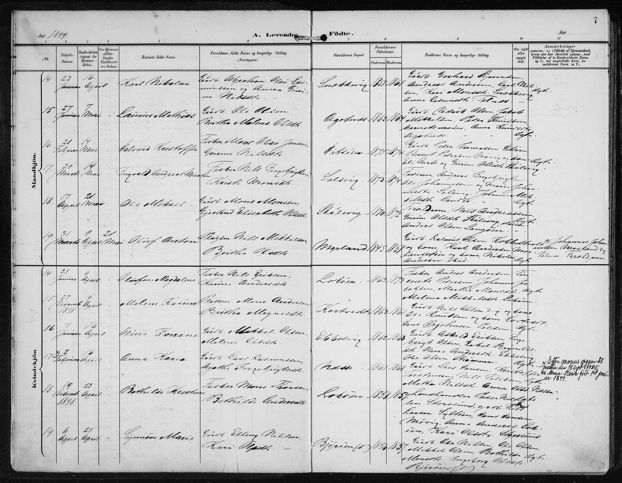 Fjell sokneprestembete, SAB/A-75301/H/Haa: Parish register (official) no. A  9, 1899-1910, p. 7