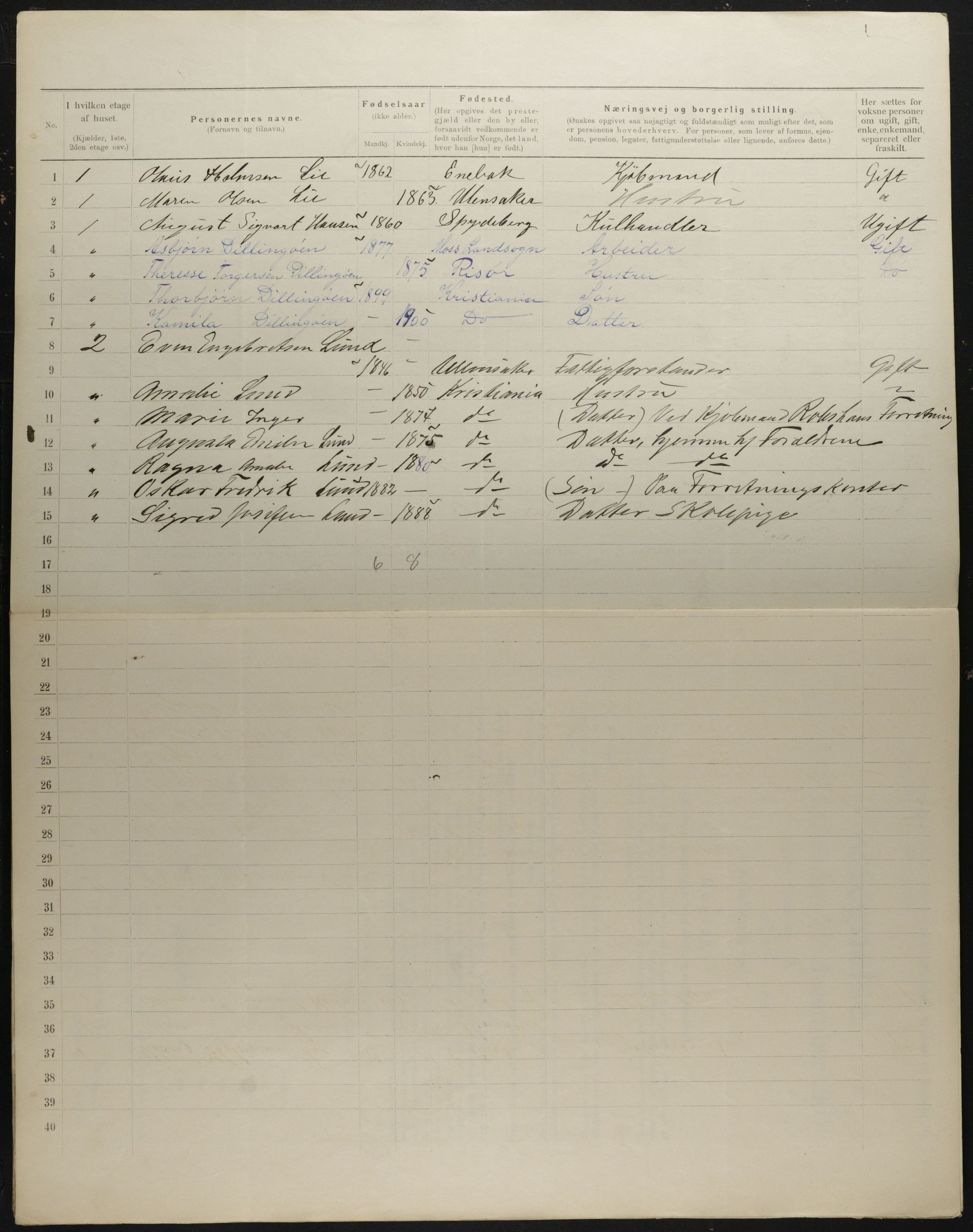 OBA, Municipal Census 1901 for Kristiania, 1901, p. 1826