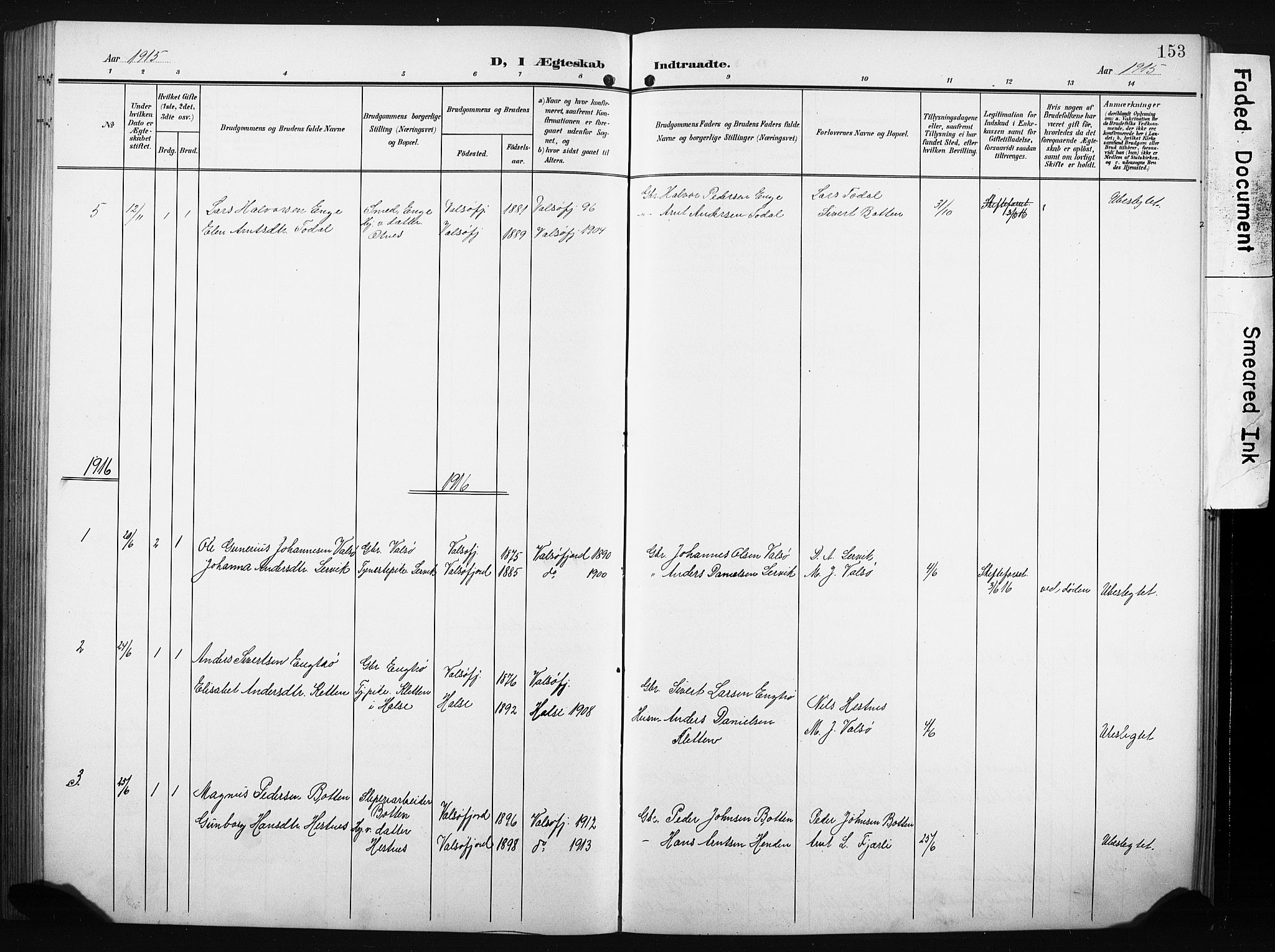 Ministerialprotokoller, klokkerbøker og fødselsregistre - Møre og Romsdal, AV/SAT-A-1454/580/L0927: Parish register (copy) no. 580C02, 1904-1932, p. 153