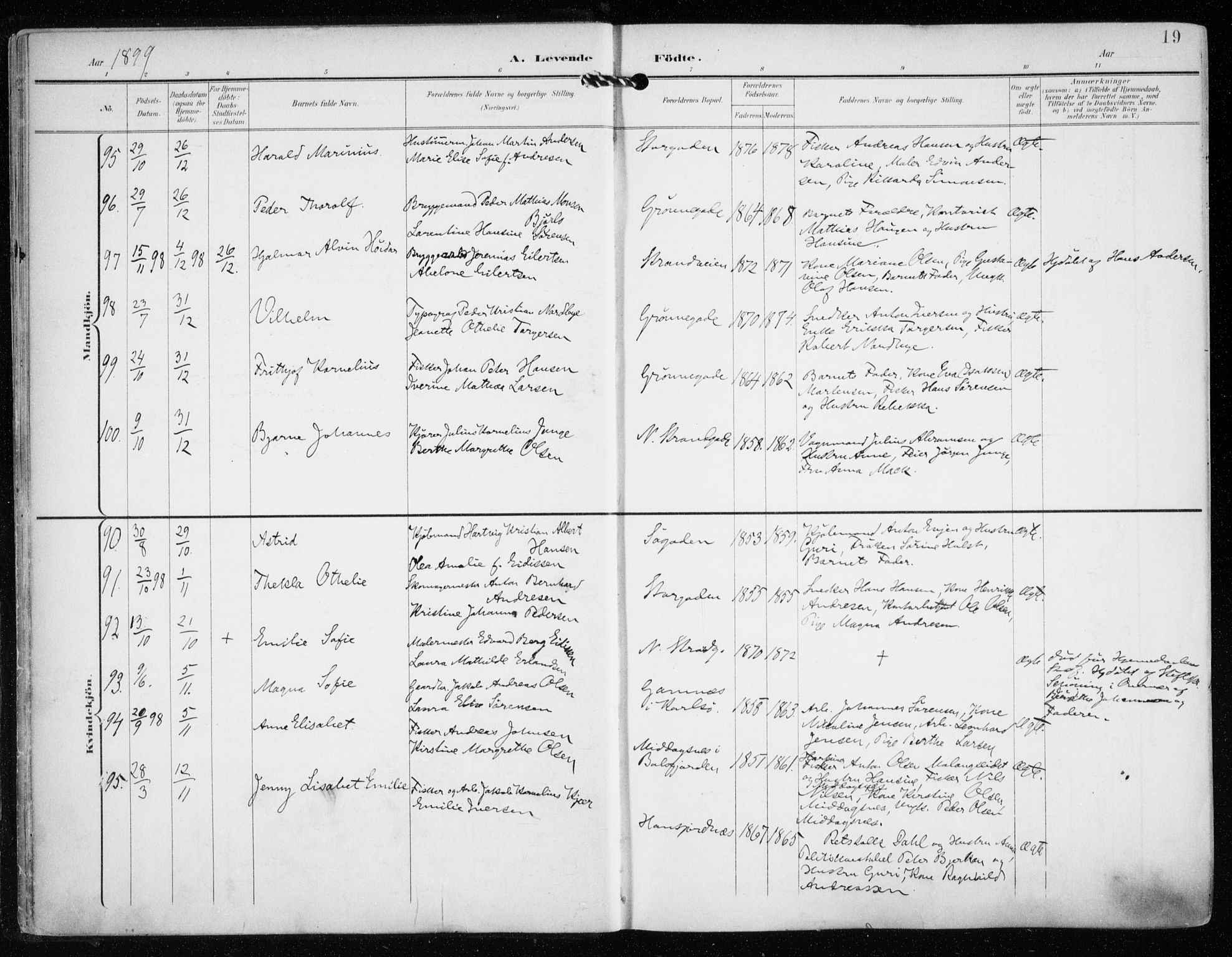 Tromsø sokneprestkontor/stiftsprosti/domprosti, AV/SATØ-S-1343/G/Ga/L0016kirke: Parish register (official) no. 16, 1899-1906, p. 19