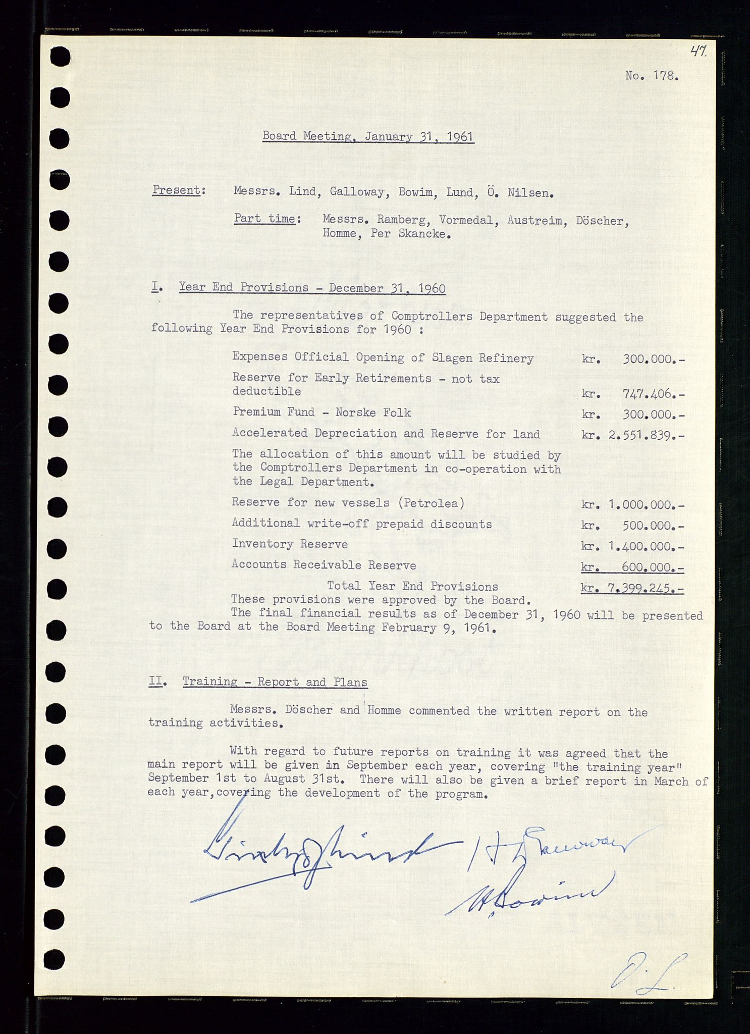 Pa 0982 - Esso Norge A/S, AV/SAST-A-100448/A/Aa/L0001/0002: Den administrerende direksjon Board minutes (styrereferater) / Den administrerende direksjon Board minutes (styrereferater), 1960-1961, p. 94