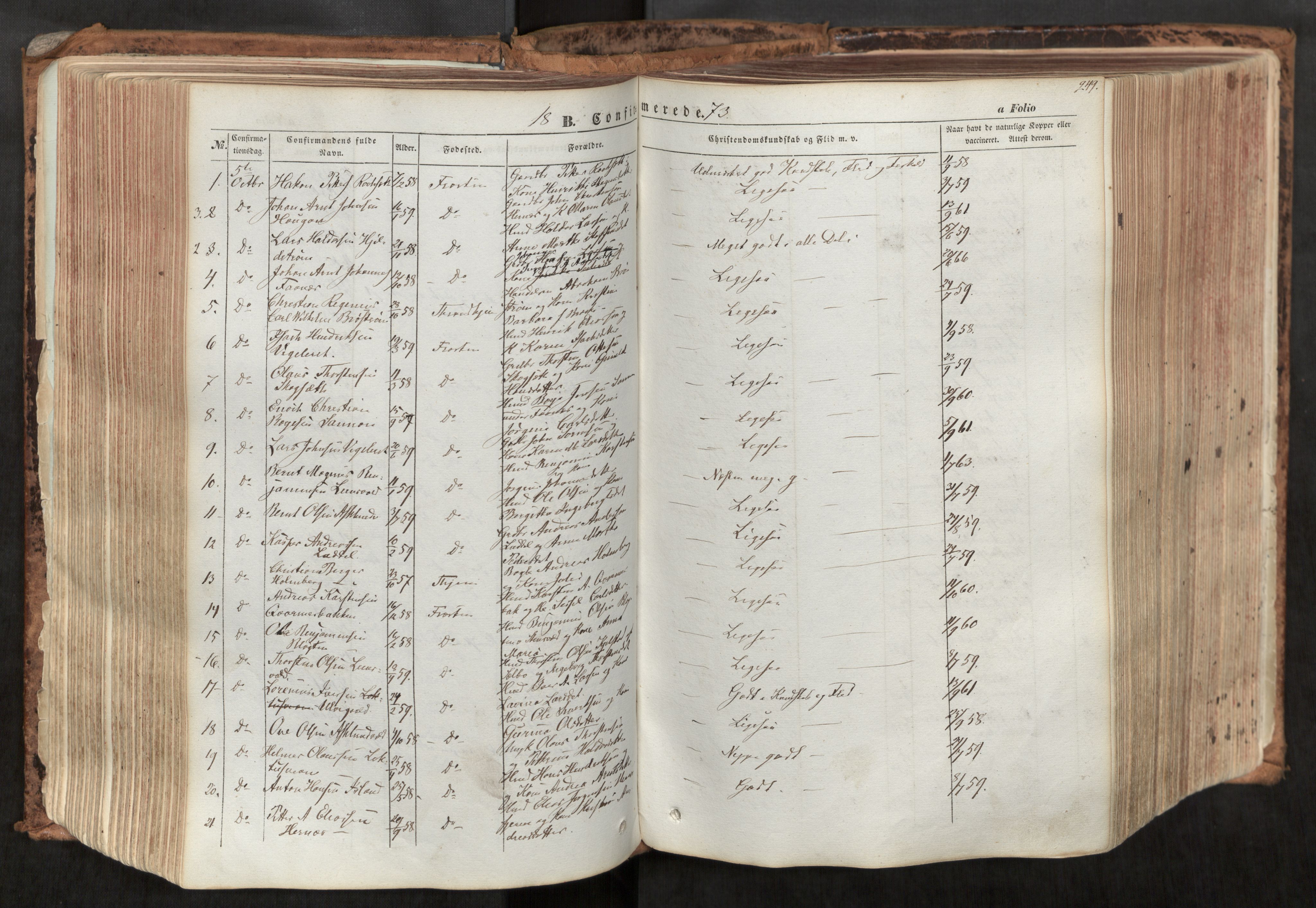 Ministerialprotokoller, klokkerbøker og fødselsregistre - Nord-Trøndelag, AV/SAT-A-1458/713/L0116: Parish register (official) no. 713A07, 1850-1877, p. 249