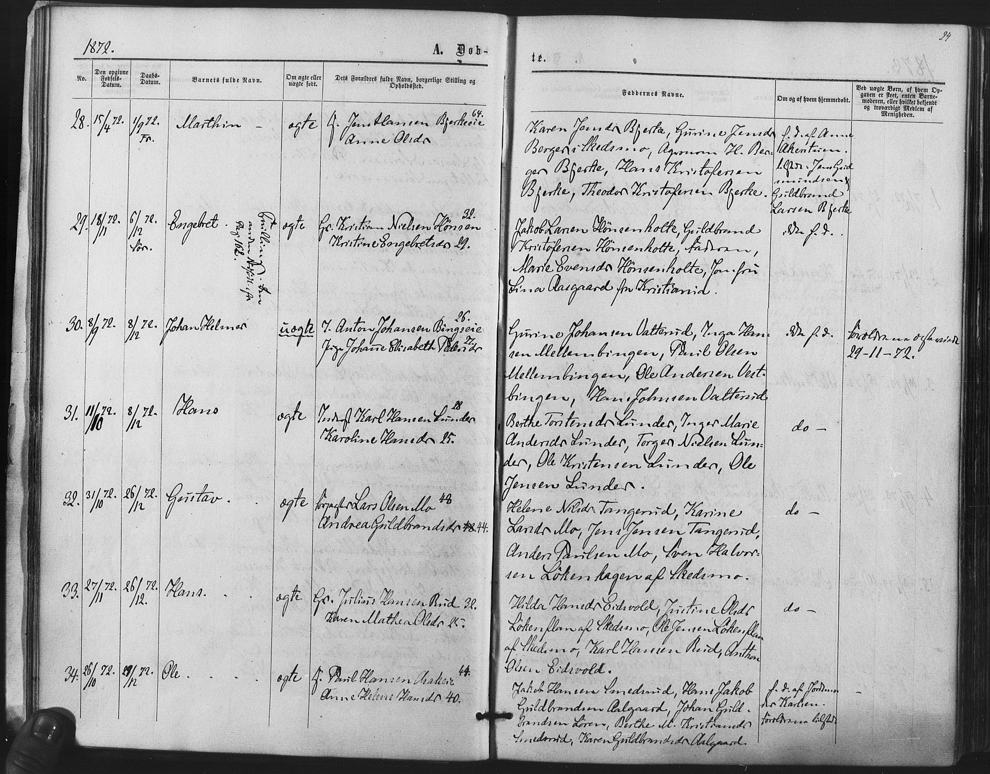 Sørum prestekontor Kirkebøker, AV/SAO-A-10303/F/Fa/L0006: Parish register (official) no. I 6, 1864-1877, p. 24