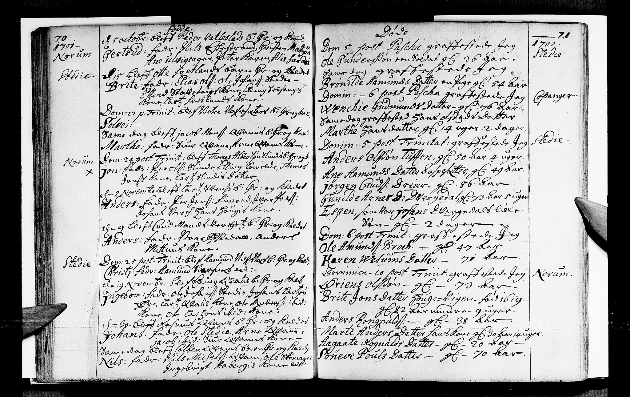 Sogndal sokneprestembete, SAB/A-81301/H/Haa/Haaa/L0001: Parish register (official) no. A 1, 1689-1713, p. 70-71