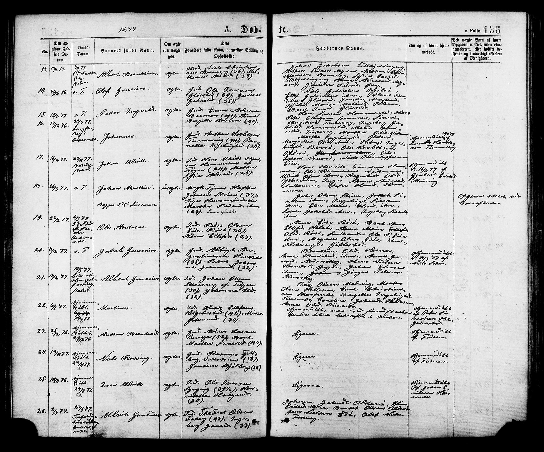Ministerialprotokoller, klokkerbøker og fødselsregistre - Sør-Trøndelag, SAT/A-1456/634/L0532: Parish register (official) no. 634A08, 1871-1881, p. 136