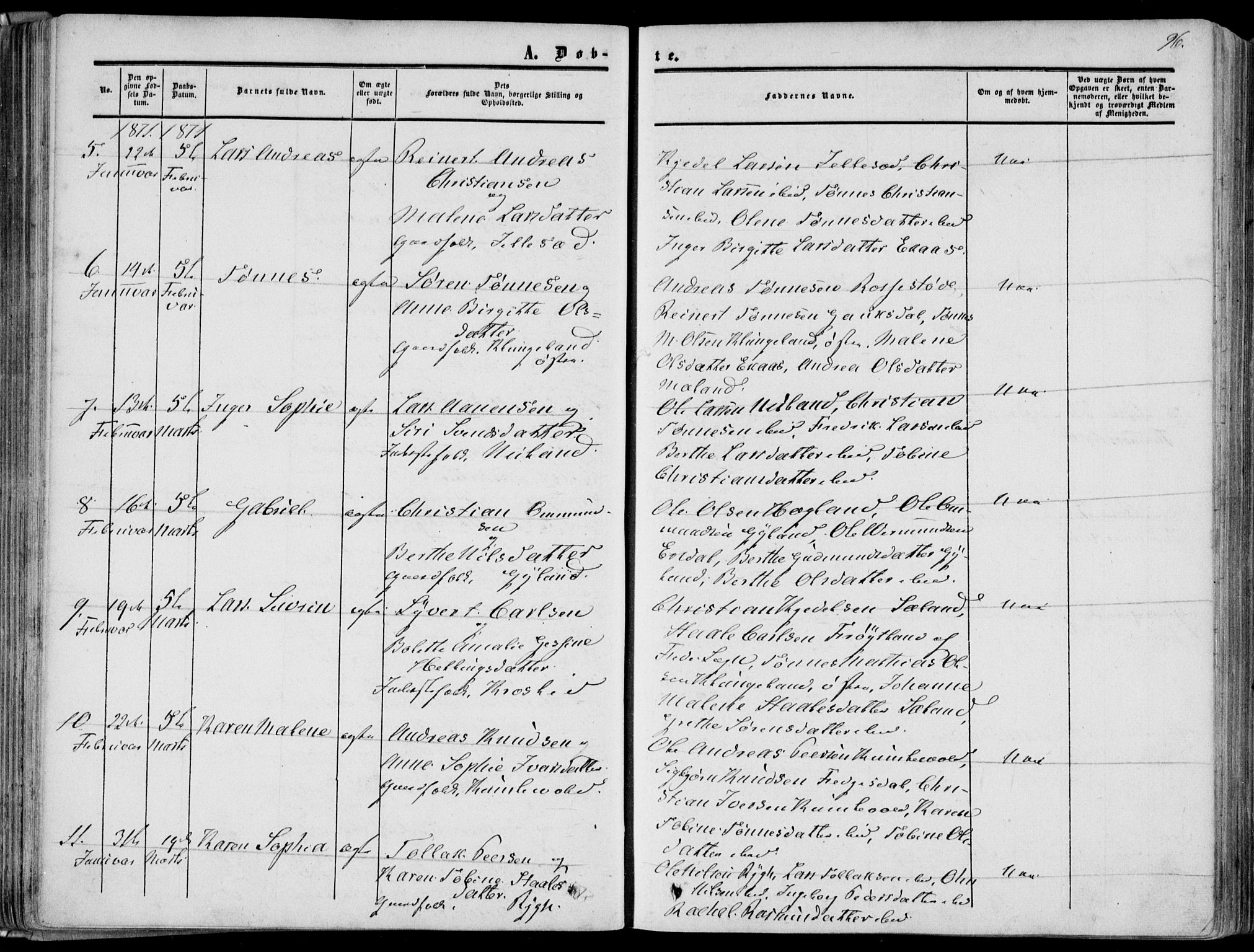 Bakke sokneprestkontor, AV/SAK-1111-0002/F/Fa/Fab/L0002: Parish register (official) no. A 2, 1855-1884, p. 96