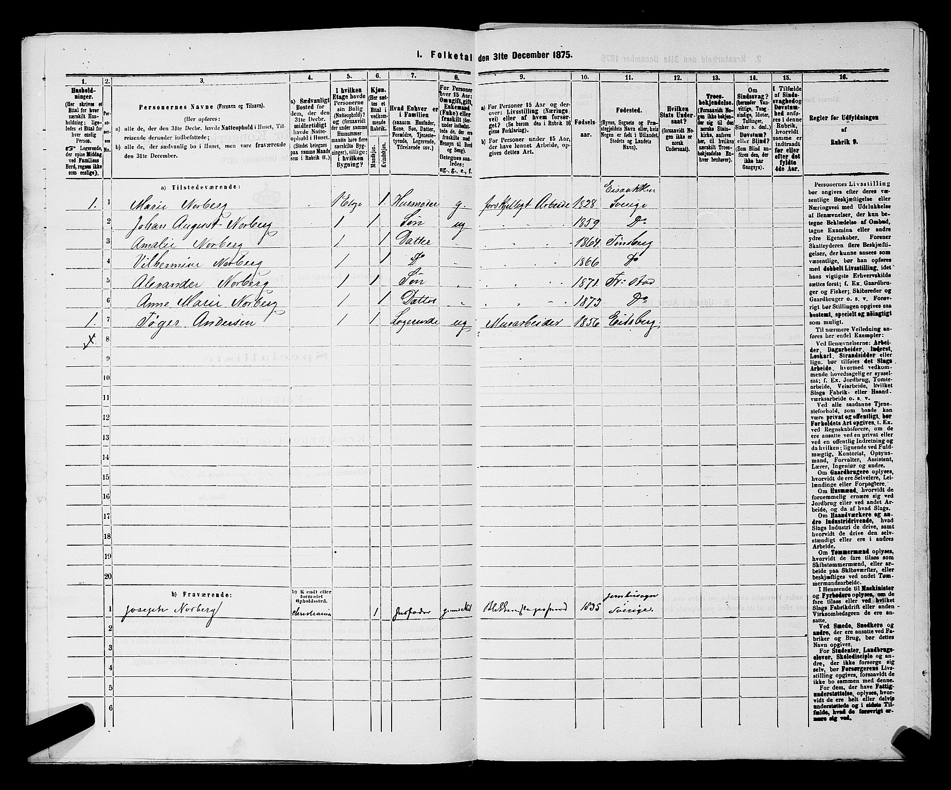 RA, 1875 census for 0103B Fredrikstad/Fredrikstad, 1875, p. 1280