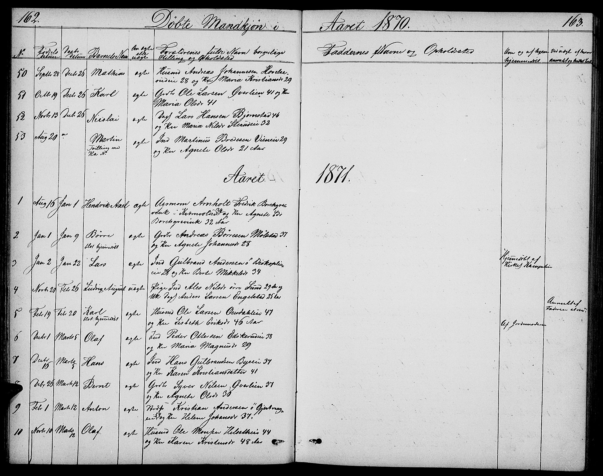 Nes prestekontor, Hedmark, SAH/PREST-020/L/La/L0005: Parish register (copy) no. 5, 1852-1889, p. 162-163