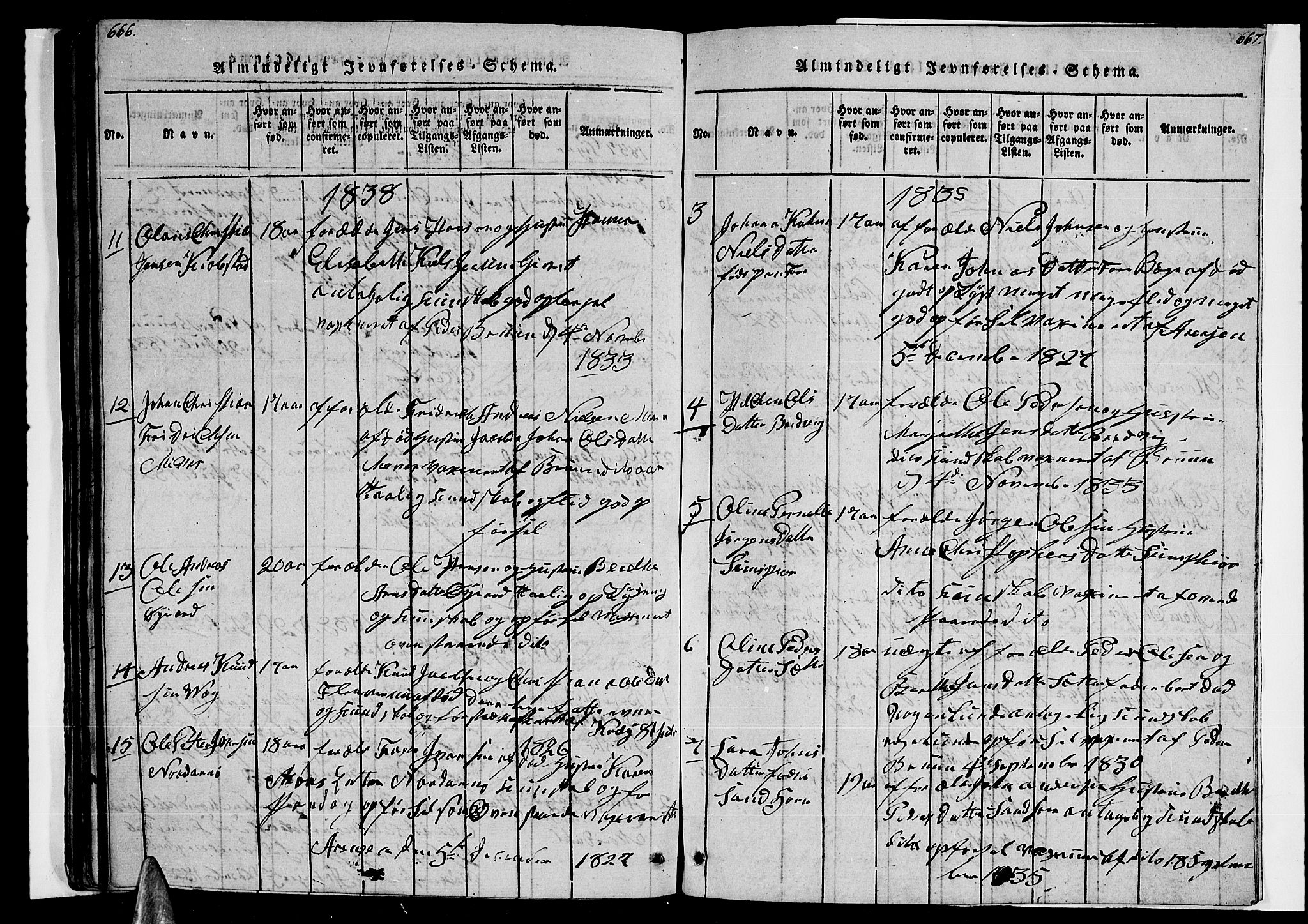 Ministerialprotokoller, klokkerbøker og fødselsregistre - Nordland, AV/SAT-A-1459/805/L0105: Parish register (copy) no. 805C01, 1820-1839, p. 666-667