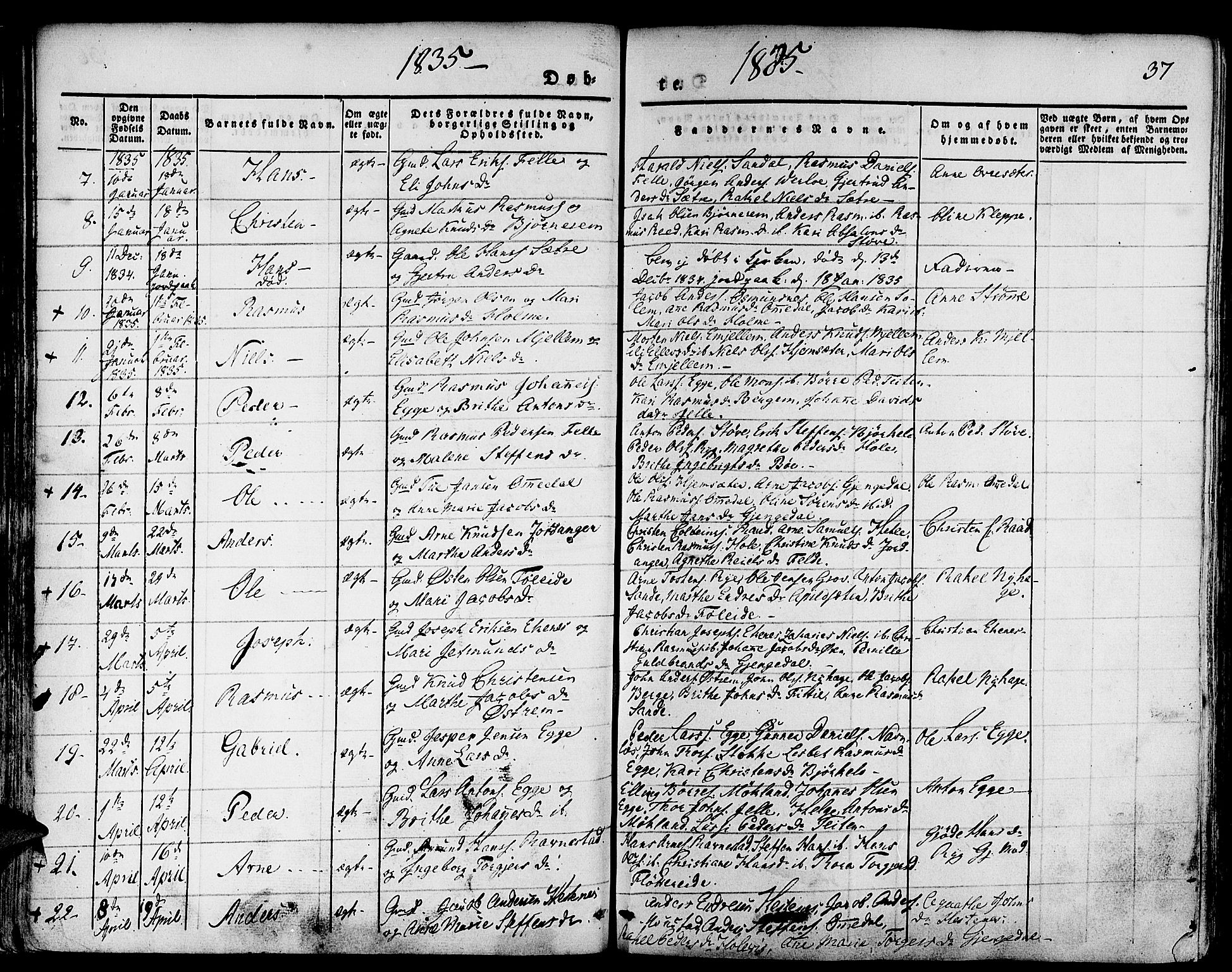 Gloppen sokneprestembete, AV/SAB-A-80101/H/Haa/Haaa/L0007: Parish register (official) no. A 7, 1827-1837, p. 37