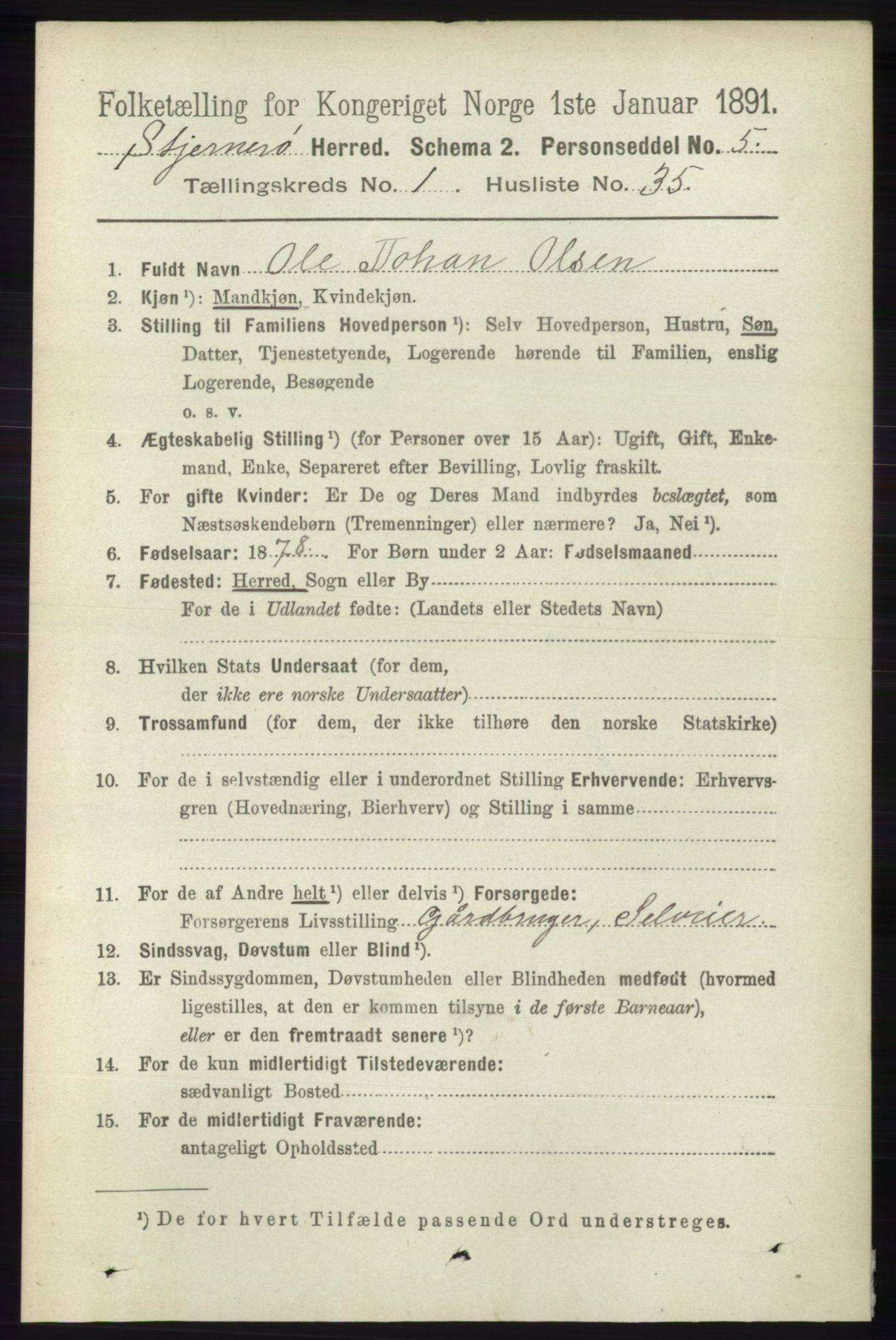 RA, 1891 census for 1140 Sjernarøy, 1891, p. 217