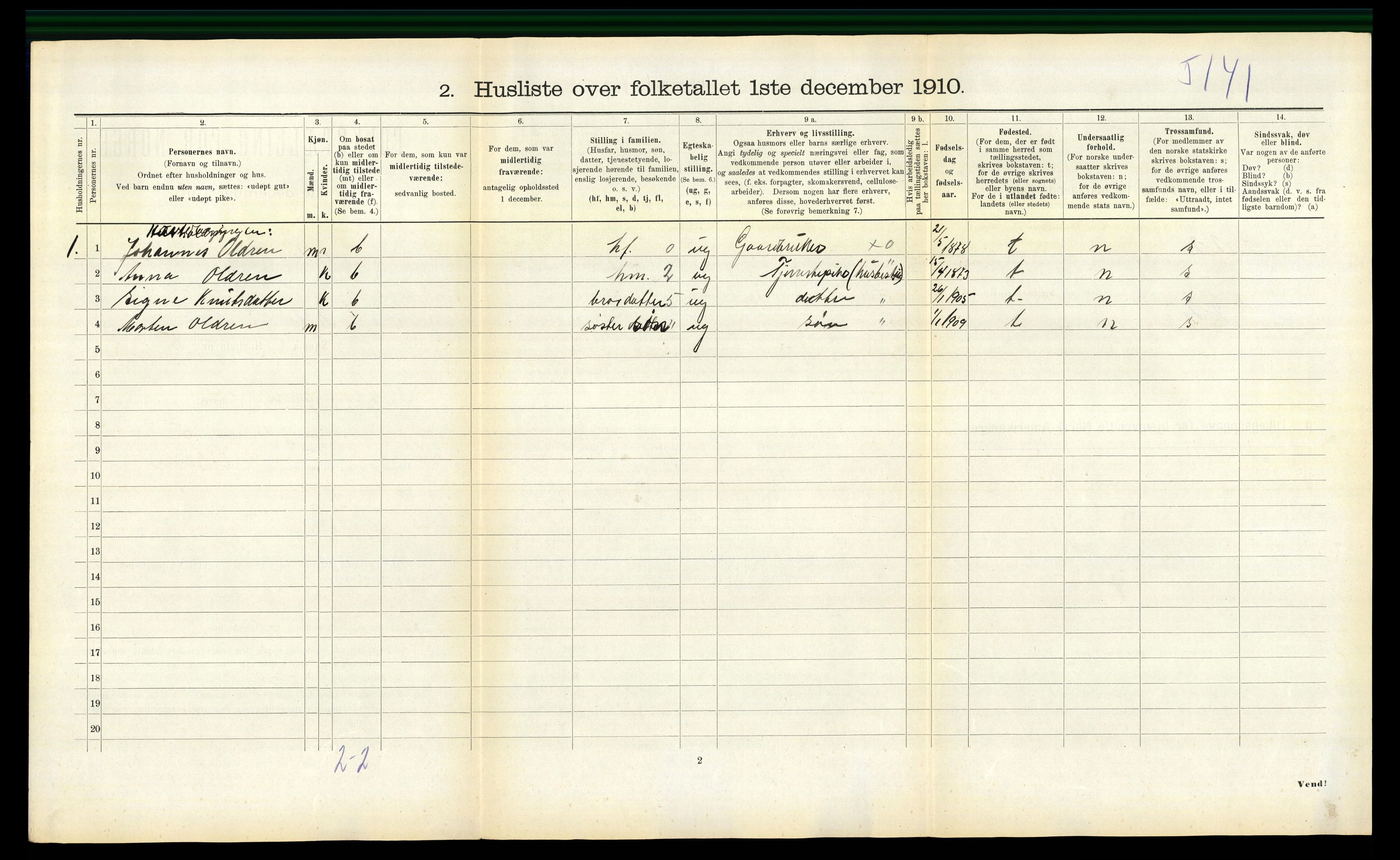 RA, 1910 census for Stadsbygd, 1910, p. 258