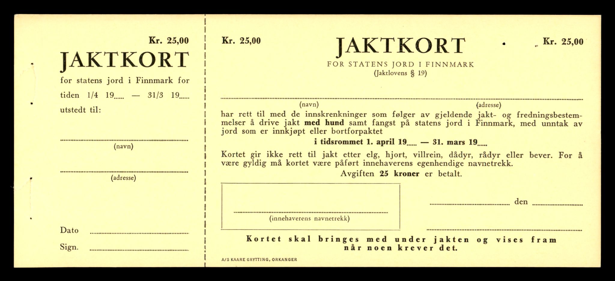 Direktoratet for naturforvaltning, AV/SAT-A-5209/4/D/De/L0102: Oppsyn, oppgaveplikt, 1965-1975, p. 47