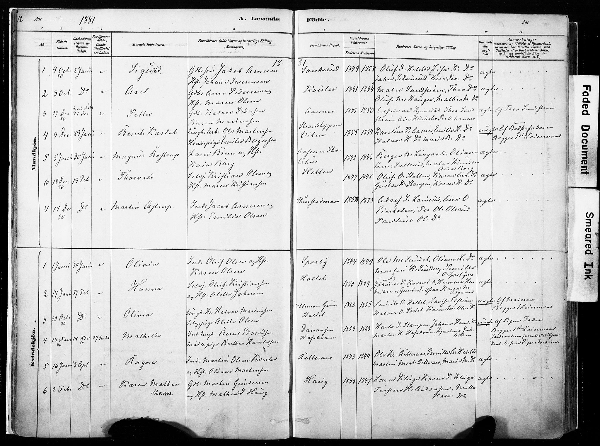 Hof prestekontor, SAH/PREST-038/H/Ha/Haa/L0010: Parish register (official) no. 10, 1878-1909, p. 12