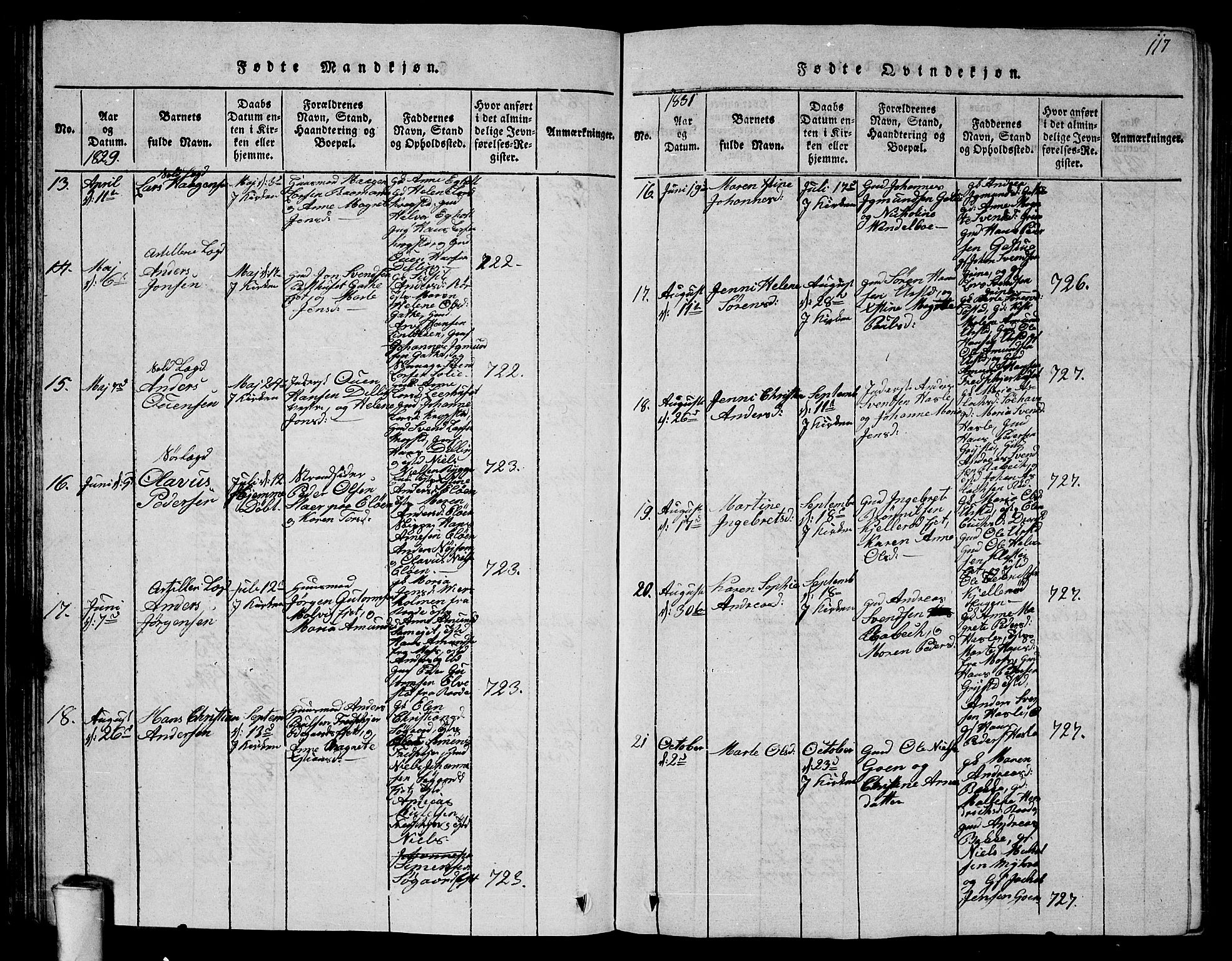 Rygge prestekontor Kirkebøker, AV/SAO-A-10084b/G/Ga/L0001: Parish register (copy) no. 1, 1814-1871, p. 116-117