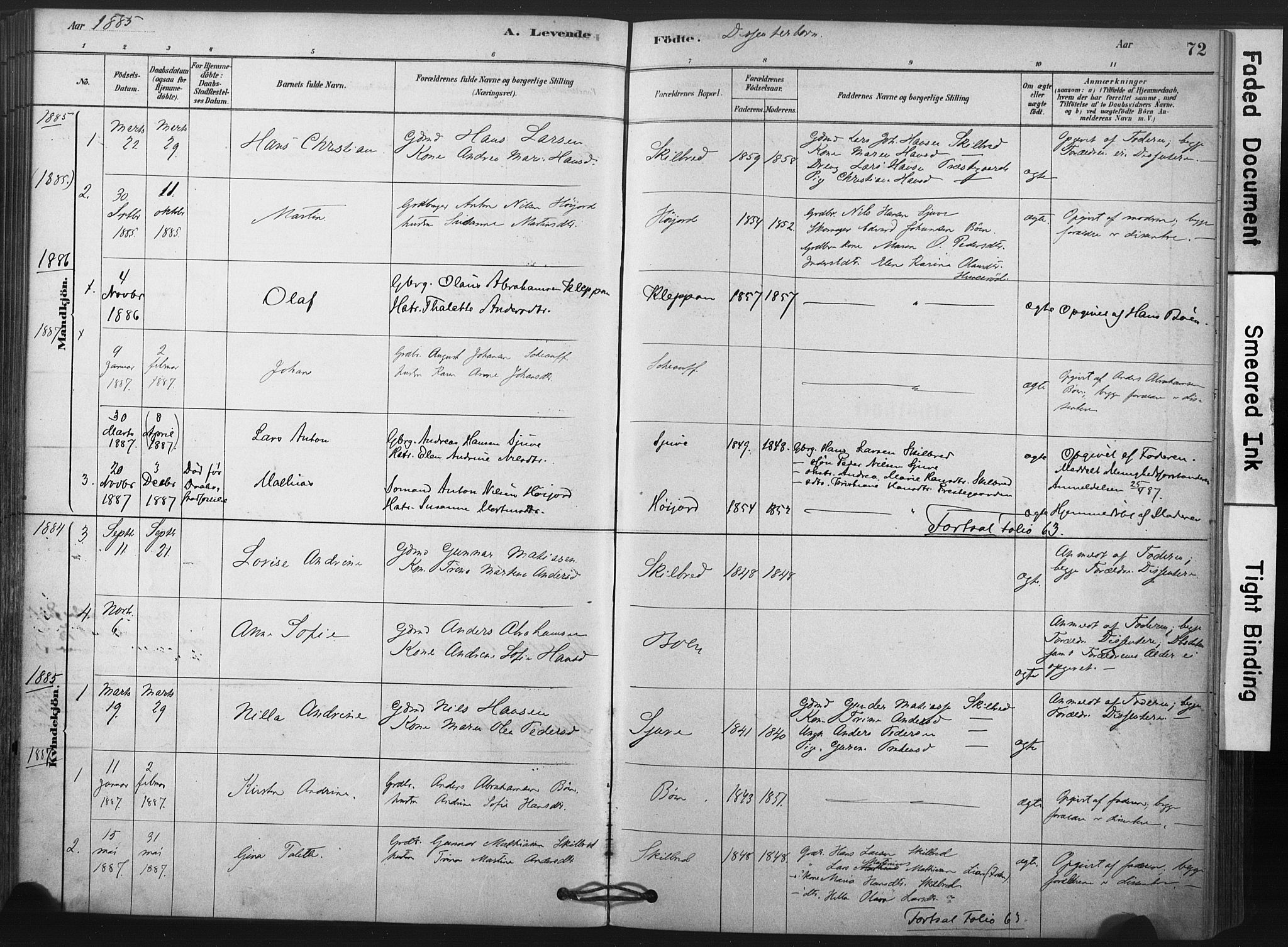 Andebu kirkebøker, AV/SAKO-A-336/F/Fa/L0009: Parish register (official) no. 9, 1878-1909, p. 72