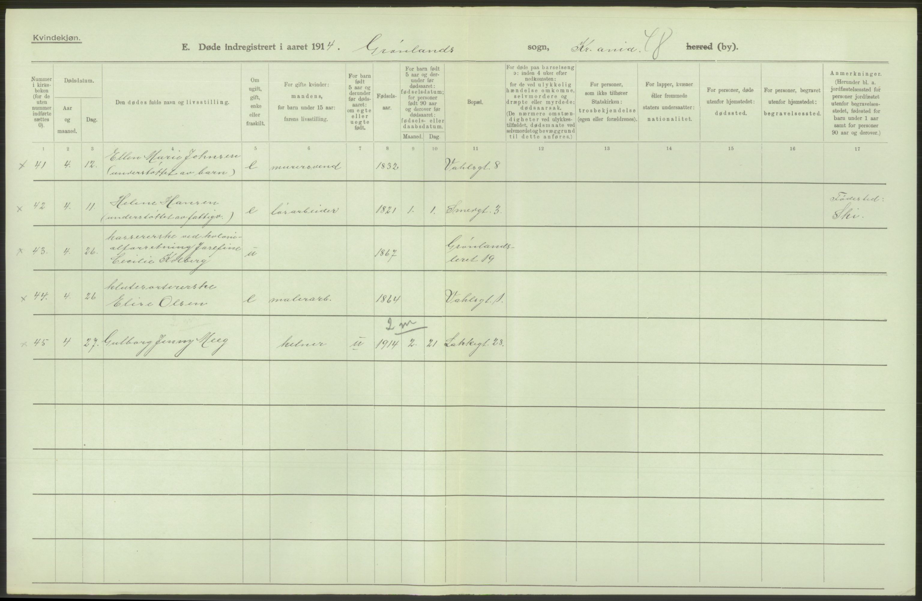 Statistisk sentralbyrå, Sosiodemografiske emner, Befolkning, AV/RA-S-2228/D/Df/Dfb/Dfbd/L0008: Kristiania: Døde, 1914, p. 536