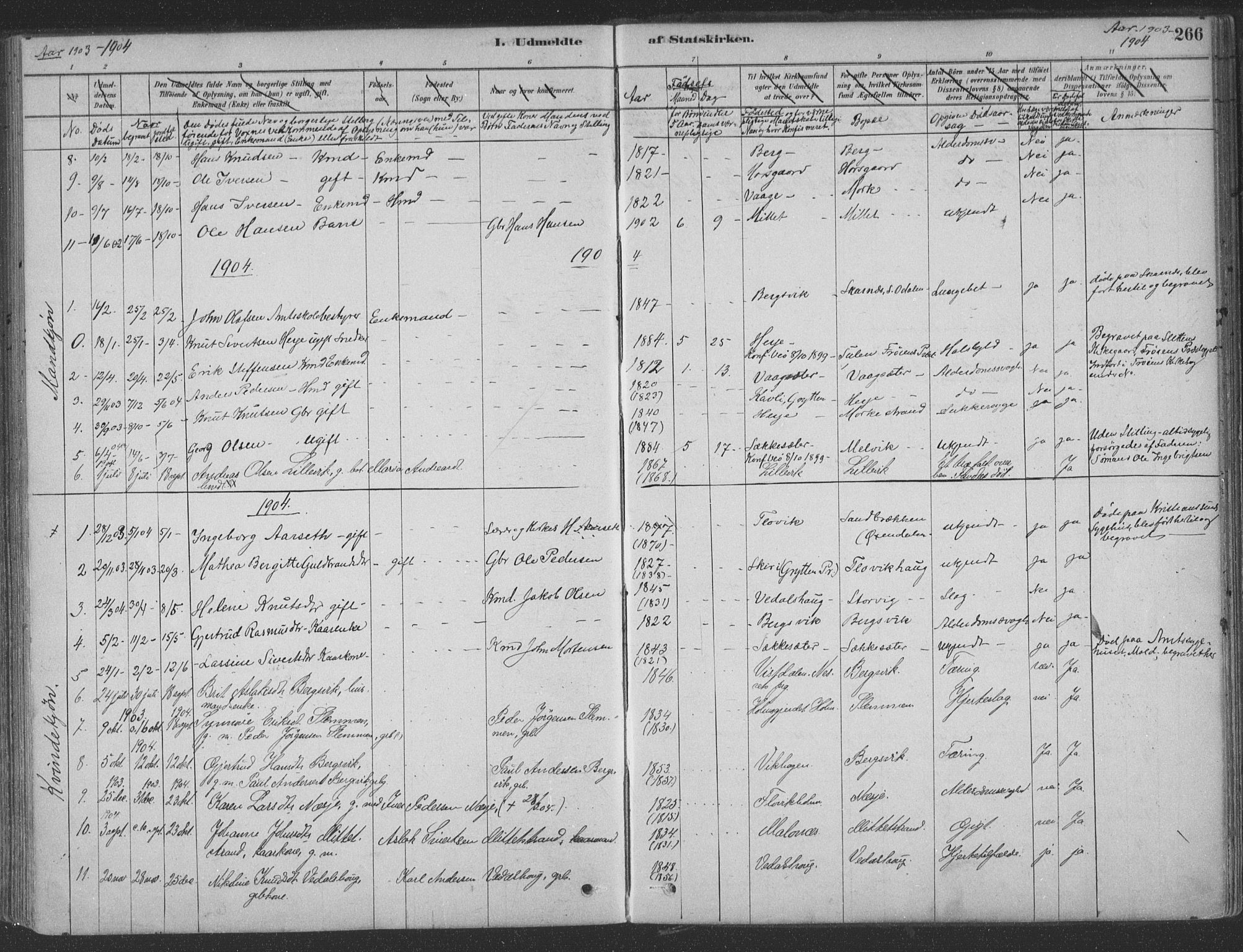 Ministerialprotokoller, klokkerbøker og fødselsregistre - Møre og Romsdal, SAT/A-1454/547/L0604: Parish register (official) no. 547A06, 1878-1906, p. 266