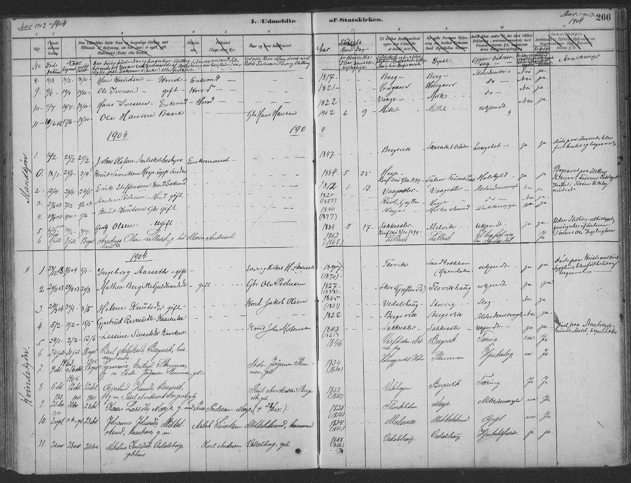 Ministerialprotokoller, klokkerbøker og fødselsregistre - Møre og Romsdal, AV/SAT-A-1454/547/L0604: Parish register (official) no. 547A06, 1878-1906, p. 266