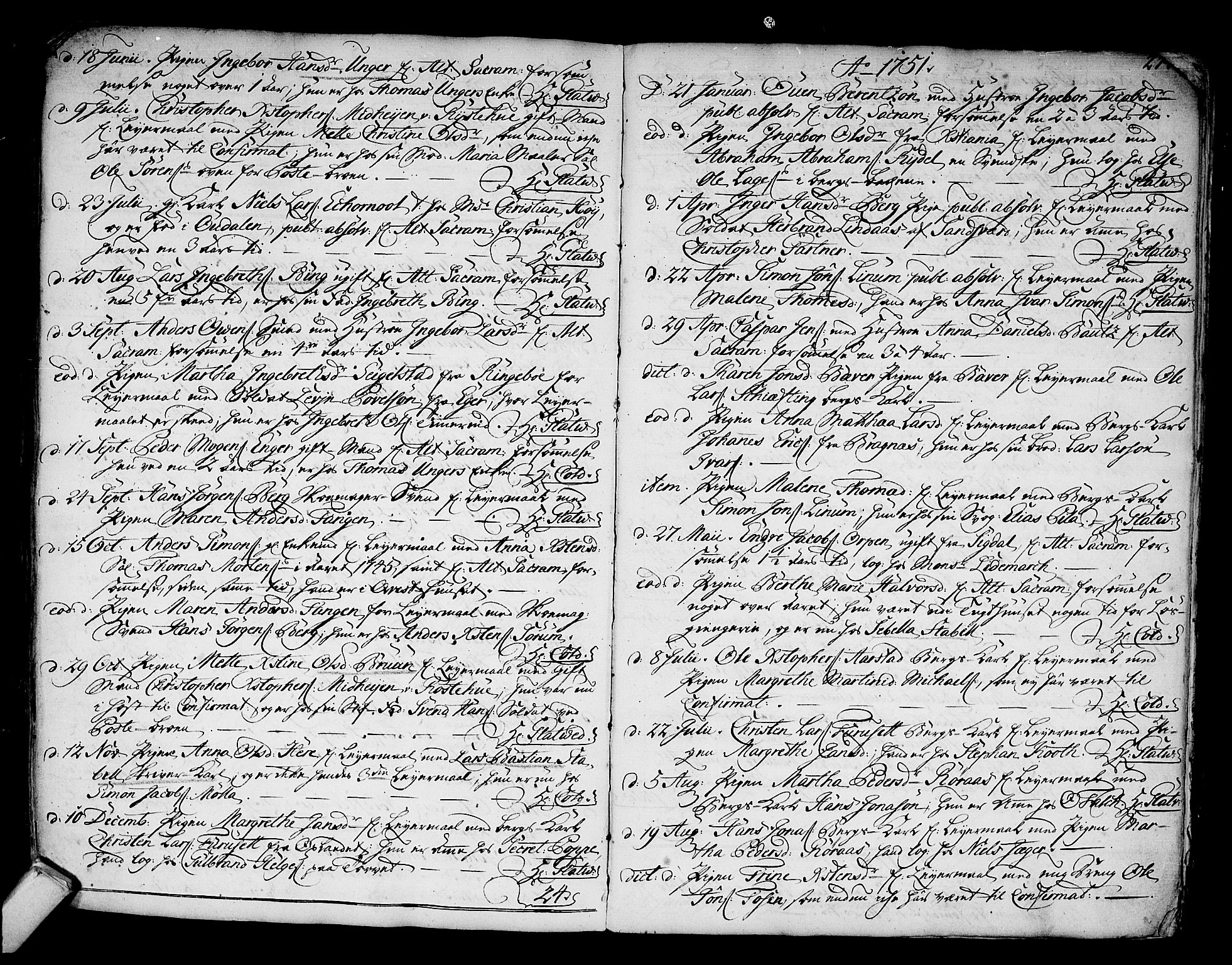 Kongsberg kirkebøker, SAKO/A-22/F/Fa/L0003: Parish register (official) no. I 3, 1744-1755, p. 274