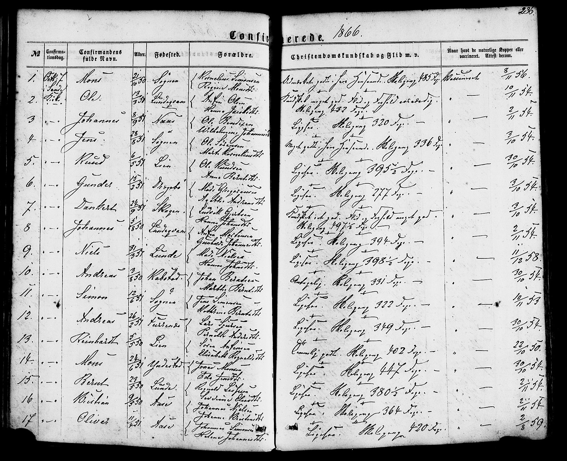 Gaular sokneprestembete, SAB/A-80001/H/Haa: Parish register (official) no. A 5, 1860-1881, p. 236