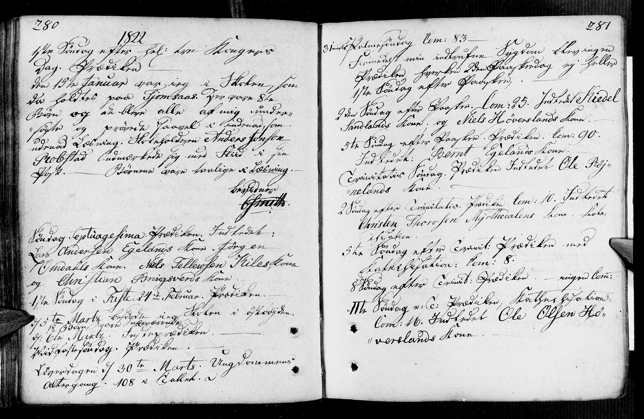 Vennesla sokneprestkontor, AV/SAK-1111-0045/Fa/Faa/L0002: Parish register (official) no. A 2, 1785-1834, p. 280-281