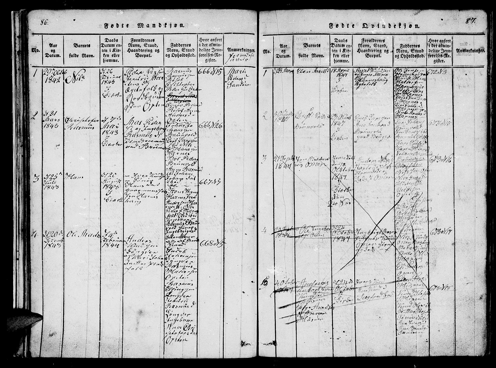 Ministerialprotokoller, klokkerbøker og fødselsregistre - Møre og Romsdal, AV/SAT-A-1454/561/L0731: Parish register (copy) no. 561C01, 1817-1867, p. 86-87