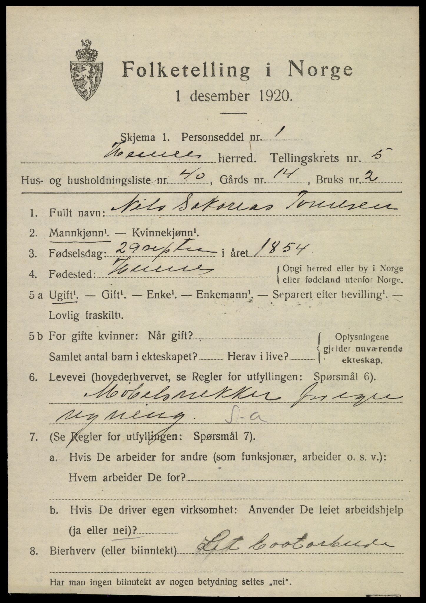 SAT, 1920 census for Hemnes, 1920, p. 6376