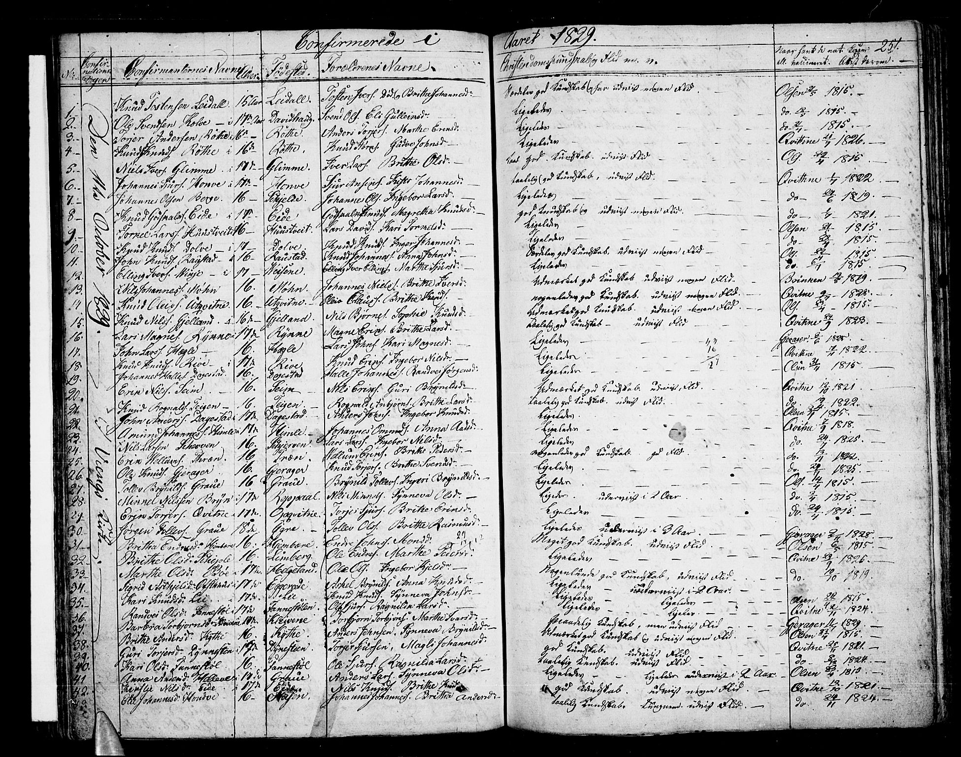 Voss sokneprestembete, AV/SAB-A-79001/H/Haa: Parish register (official) no. A 12, 1823-1837, p. 251