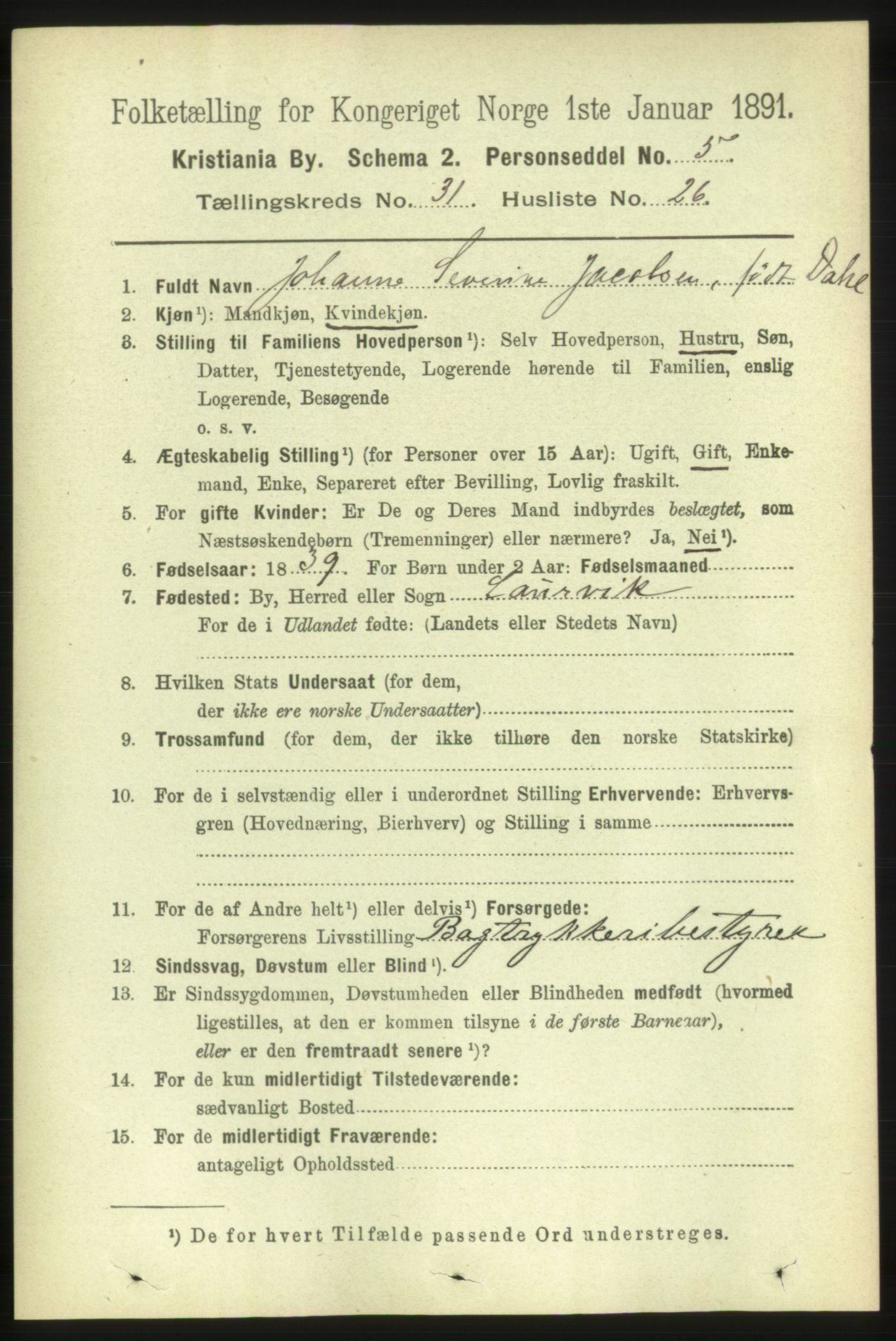 RA, 1891 census for 0301 Kristiania, 1891, p. 16746