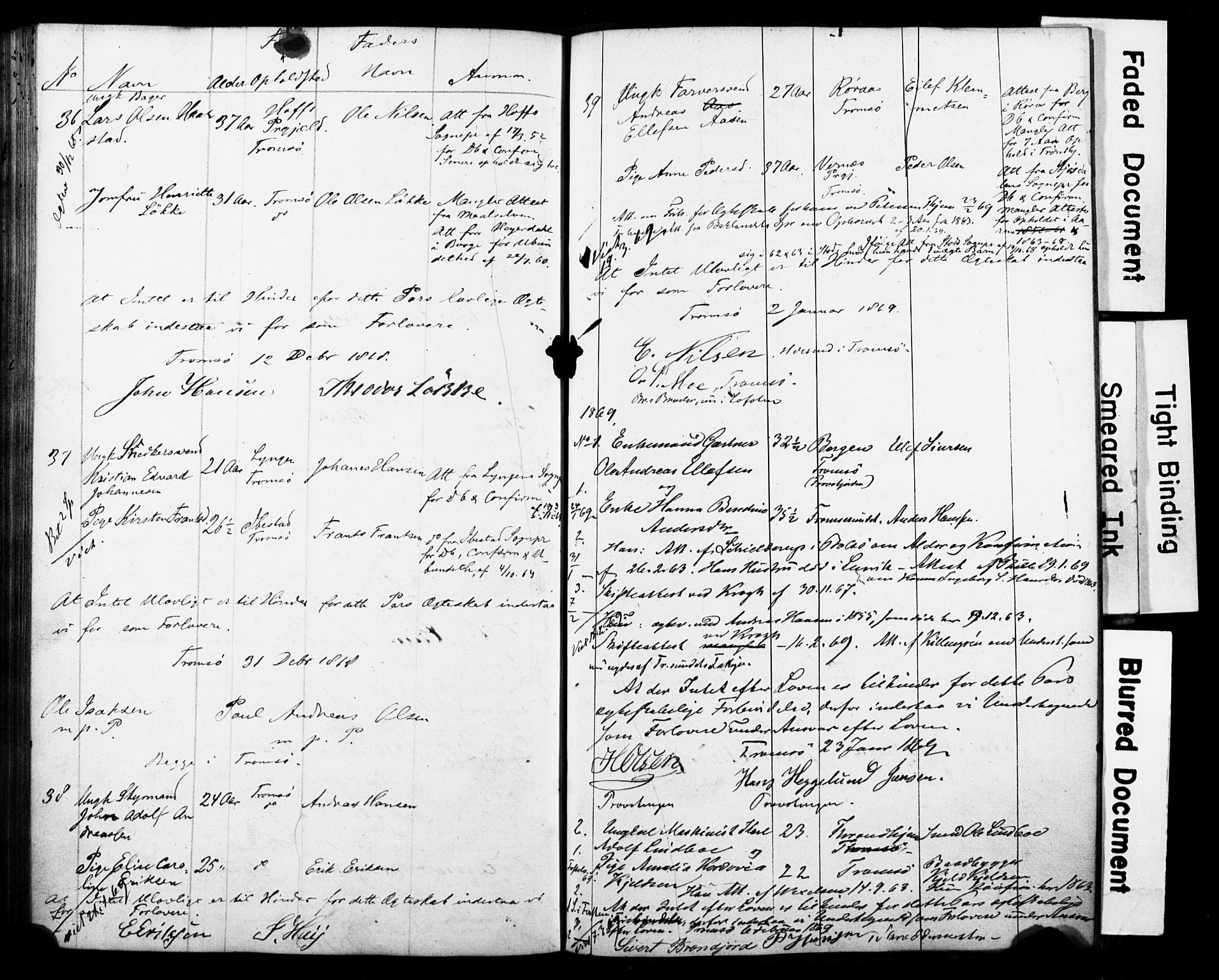 Tromsø sokneprestkontor/stiftsprosti/domprosti, AV/SATØ-S-1343/H/Hc/L0097: Banns register no. 97, 1851-1872