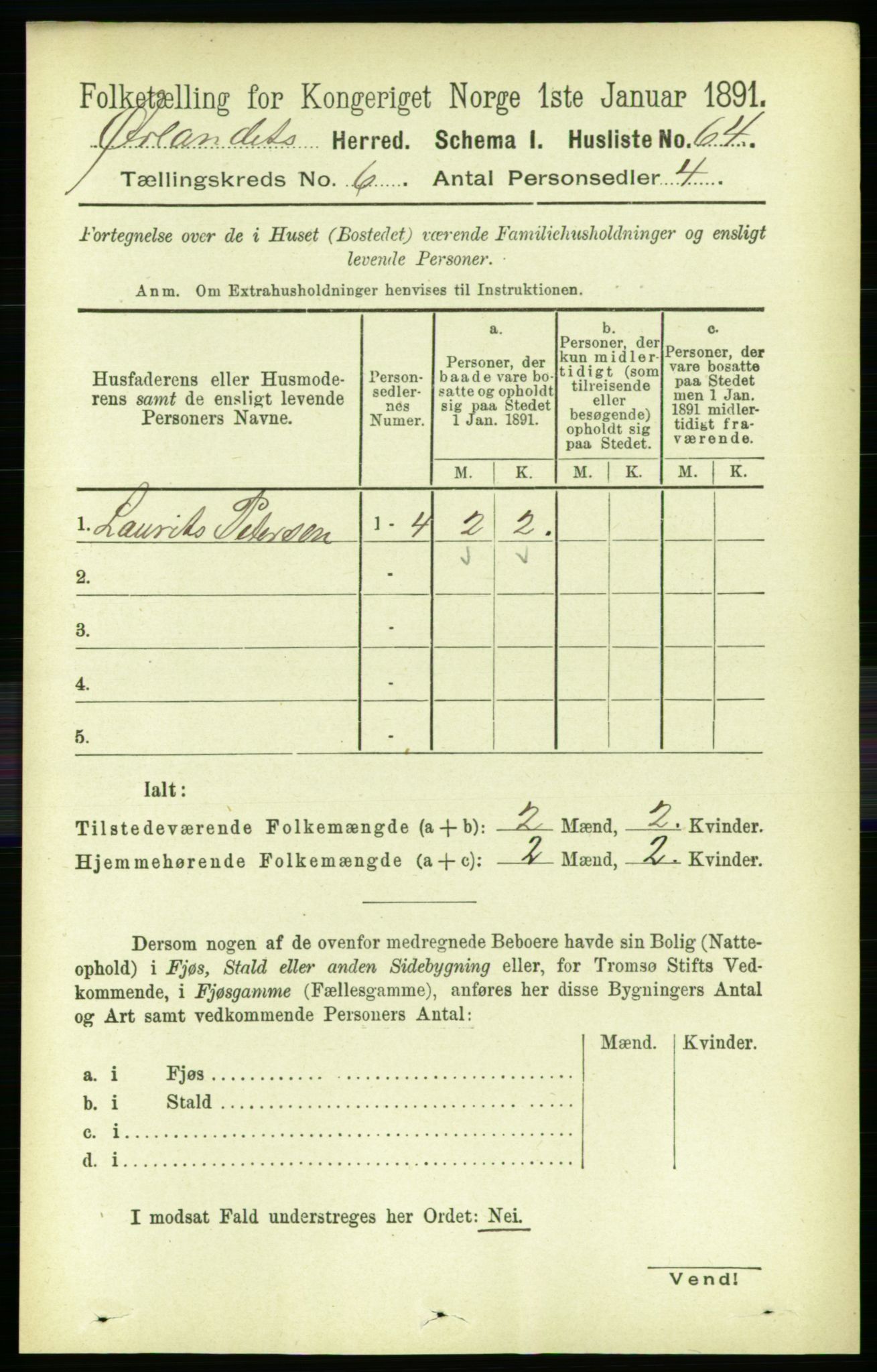 RA, 1891 census for 1621 Ørland, 1891, p. 1820