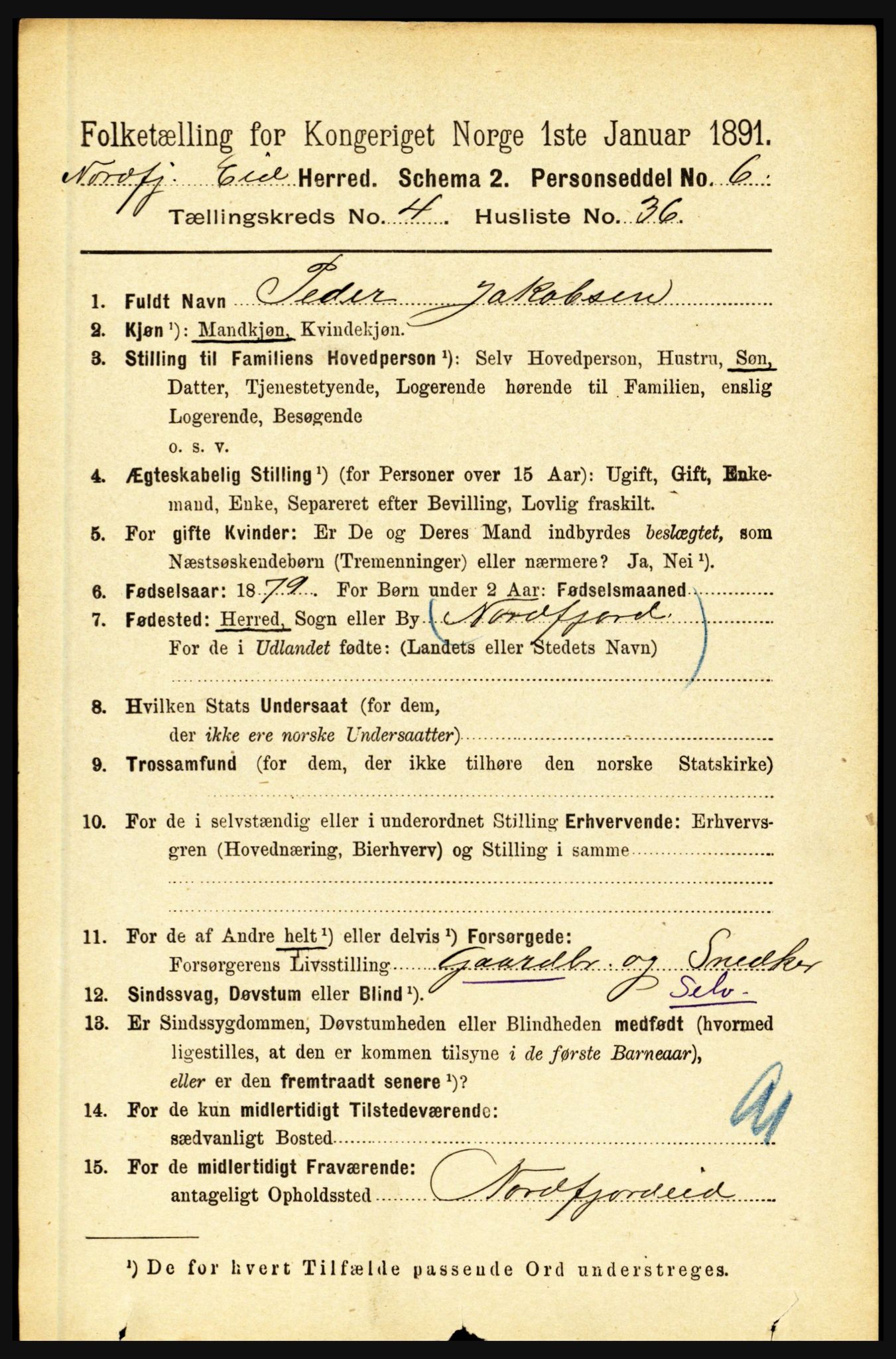 RA, 1891 census for 1443 Eid, 1891, p. 1101