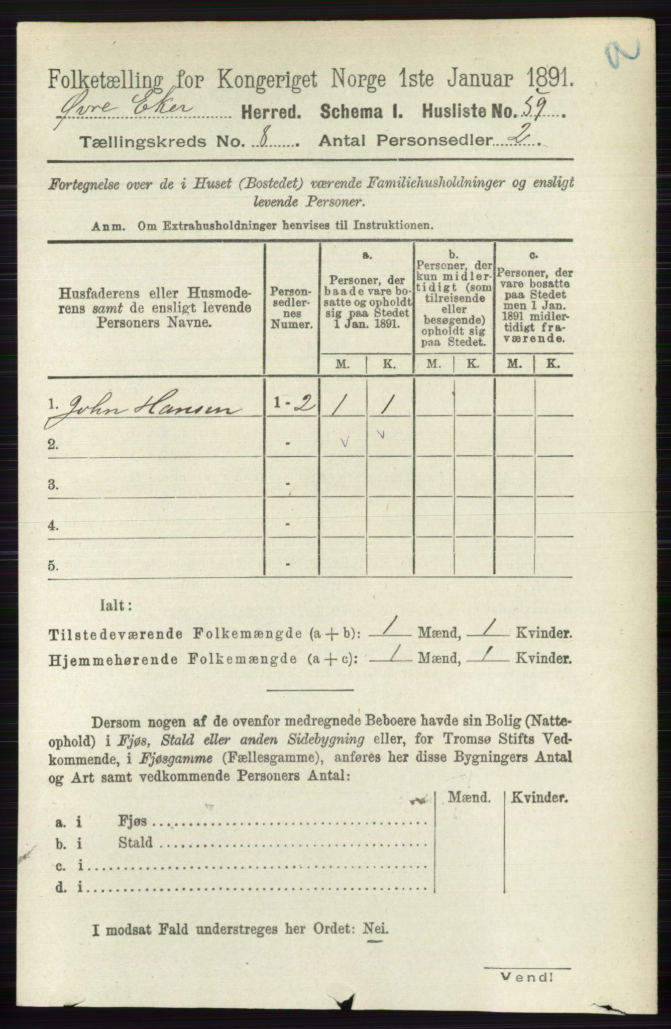 RA, 1891 census for 0624 Øvre Eiker, 1891, p. 3228