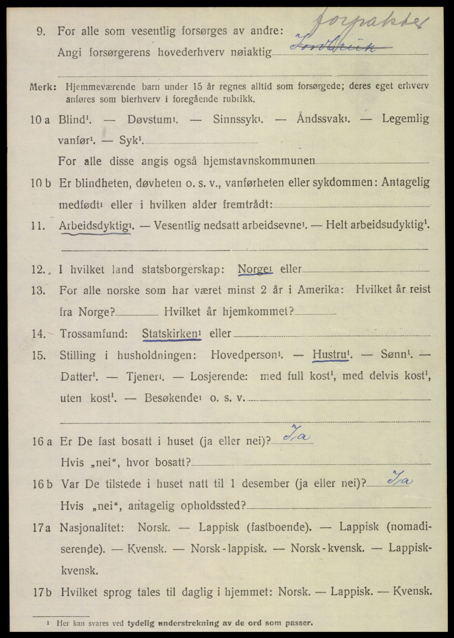SAT, 1920 census for Kolvereid, 1920, p. 5098