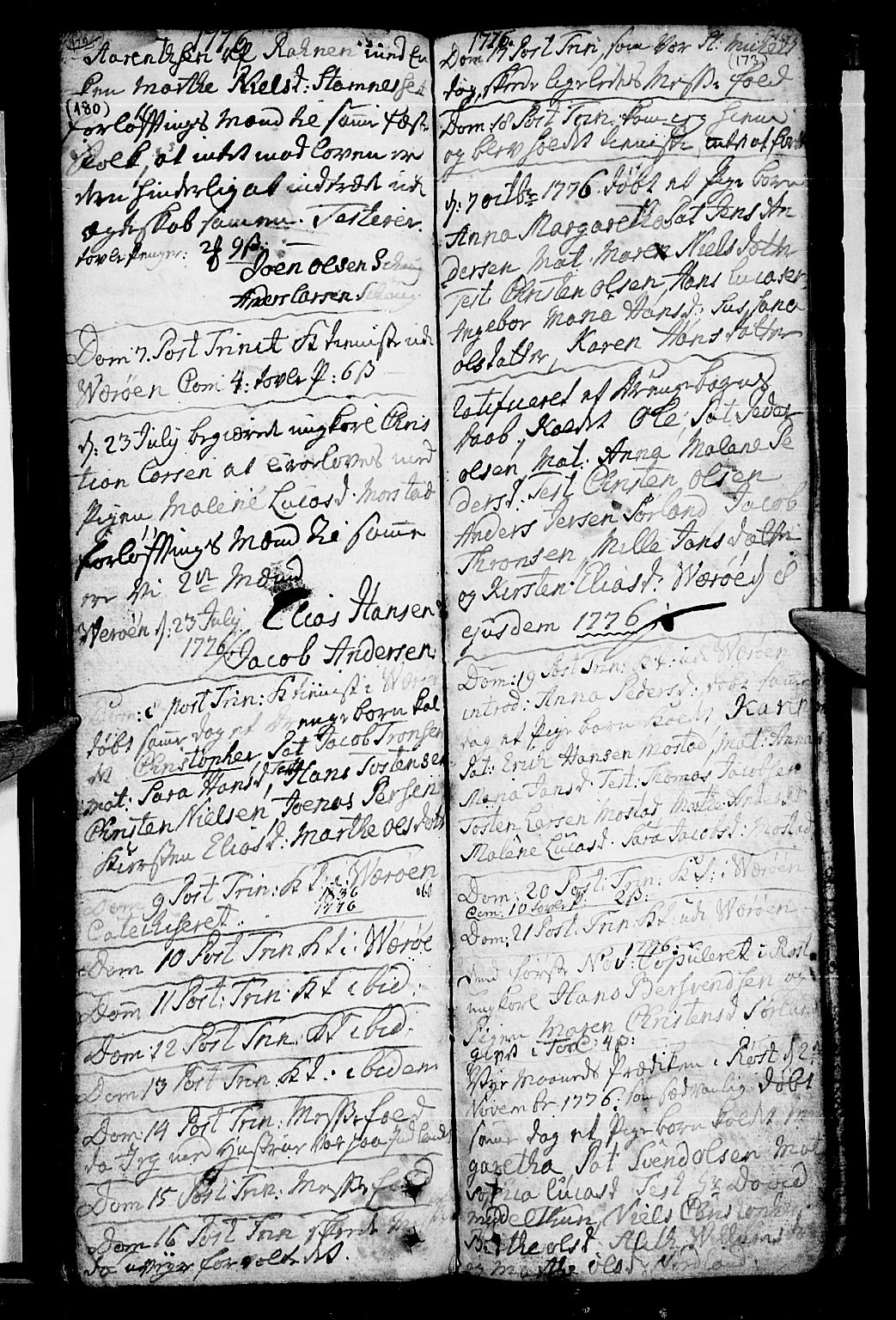 Ministerialprotokoller, klokkerbøker og fødselsregistre - Nordland, AV/SAT-A-1459/807/L0118: Parish register (official) no. 807A01, 1752-1798, p. 180-181