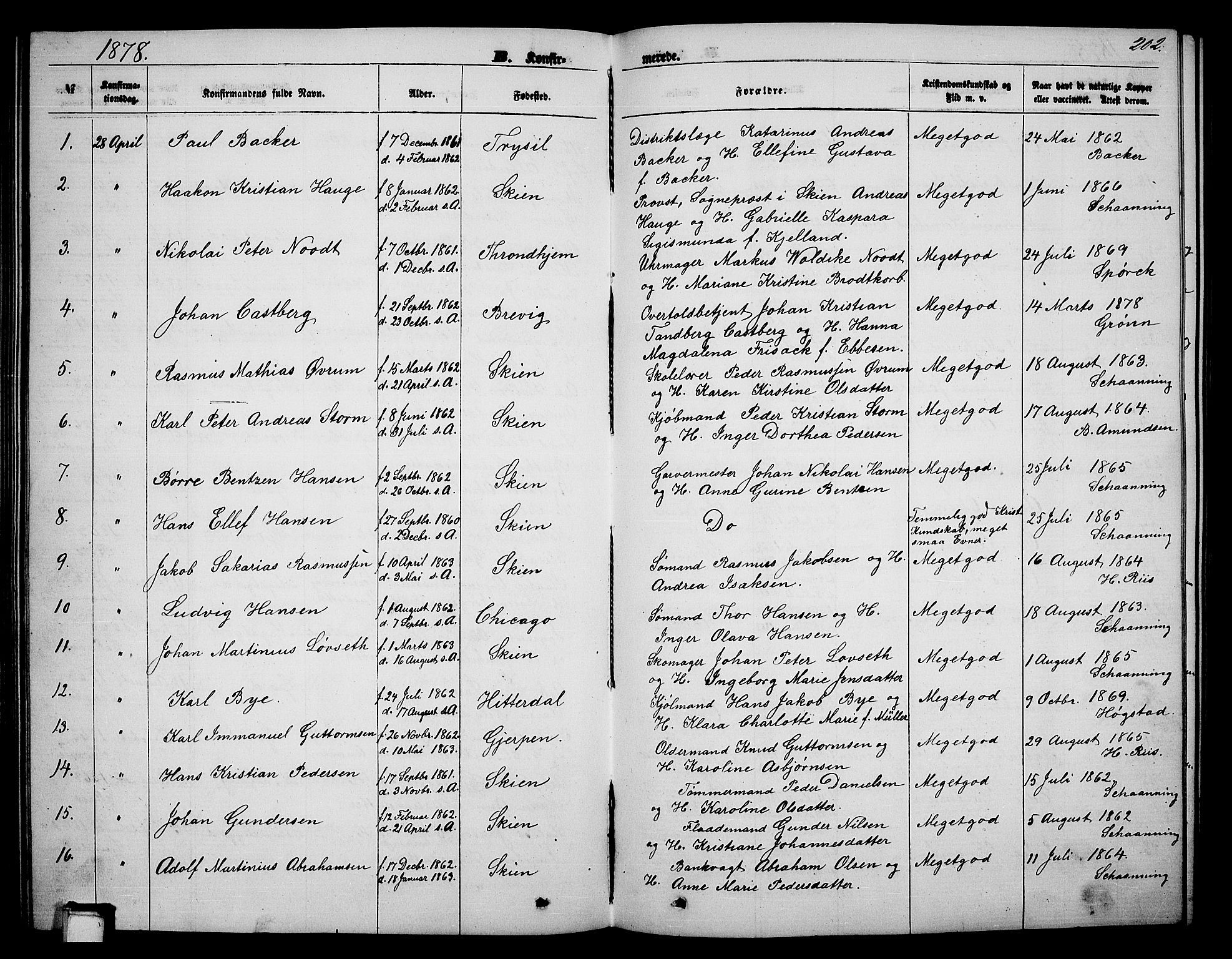 Skien kirkebøker, SAKO/A-302/G/Ga/L0005: Parish register (copy) no. 5, 1868-1880, p. 202