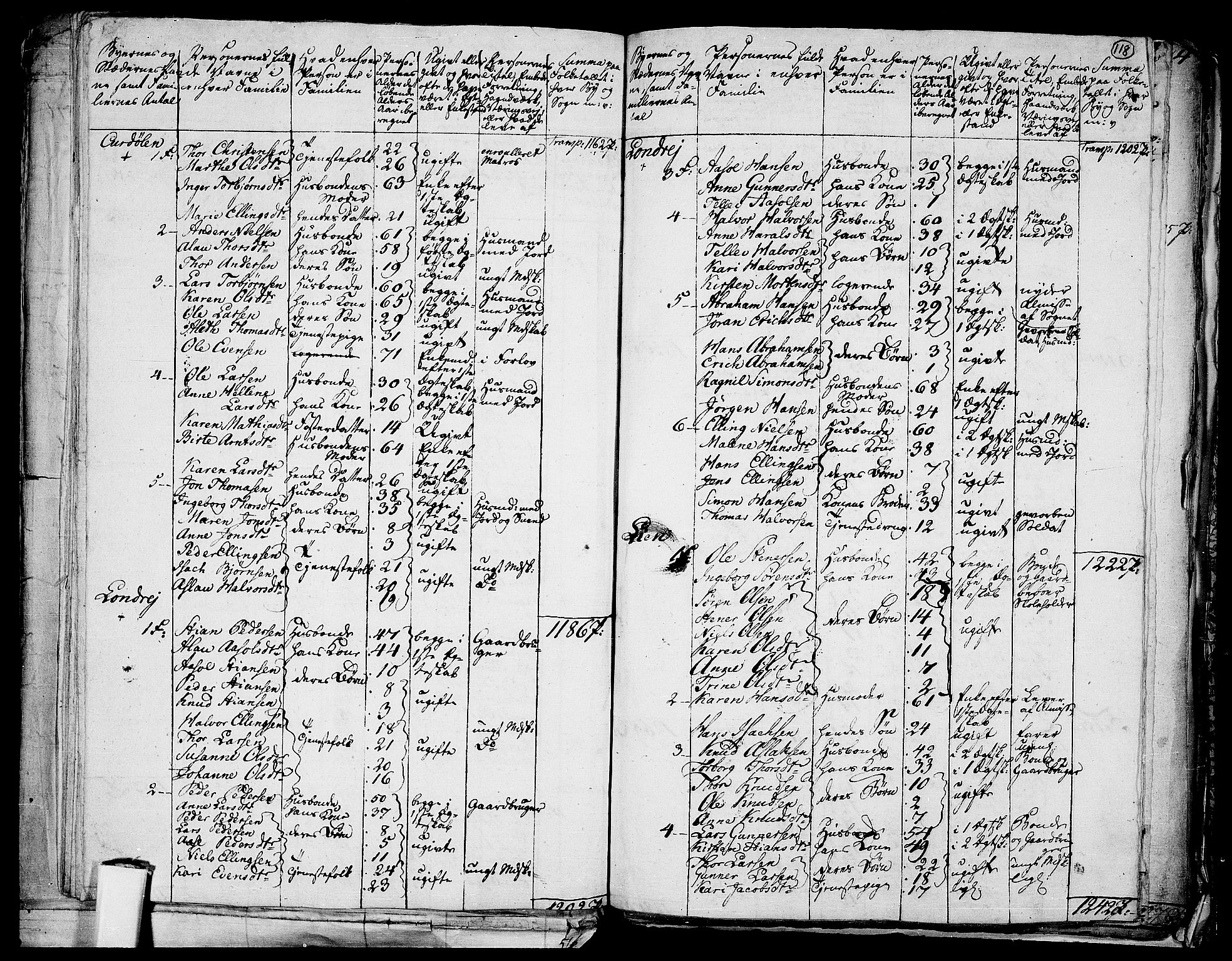 RA, 1801 census for 0801P Kragerø, 1801, p. 117b-118a