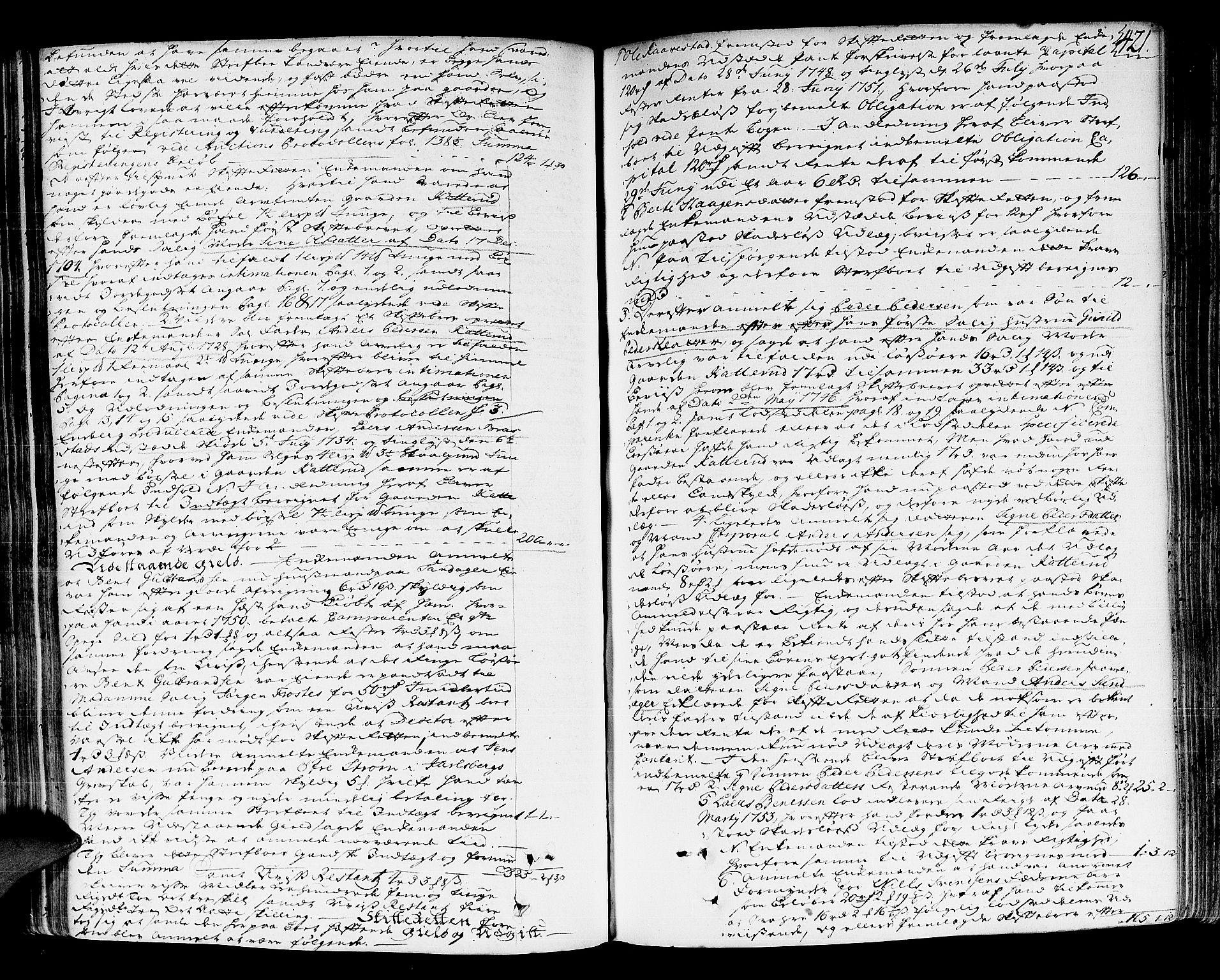 Lier, Røyken og Hurum sorenskriveri, AV/SAKO-A-89/H/Hc/L0004: Skifteprotokoll, 1745-1761, p. 420b-421a