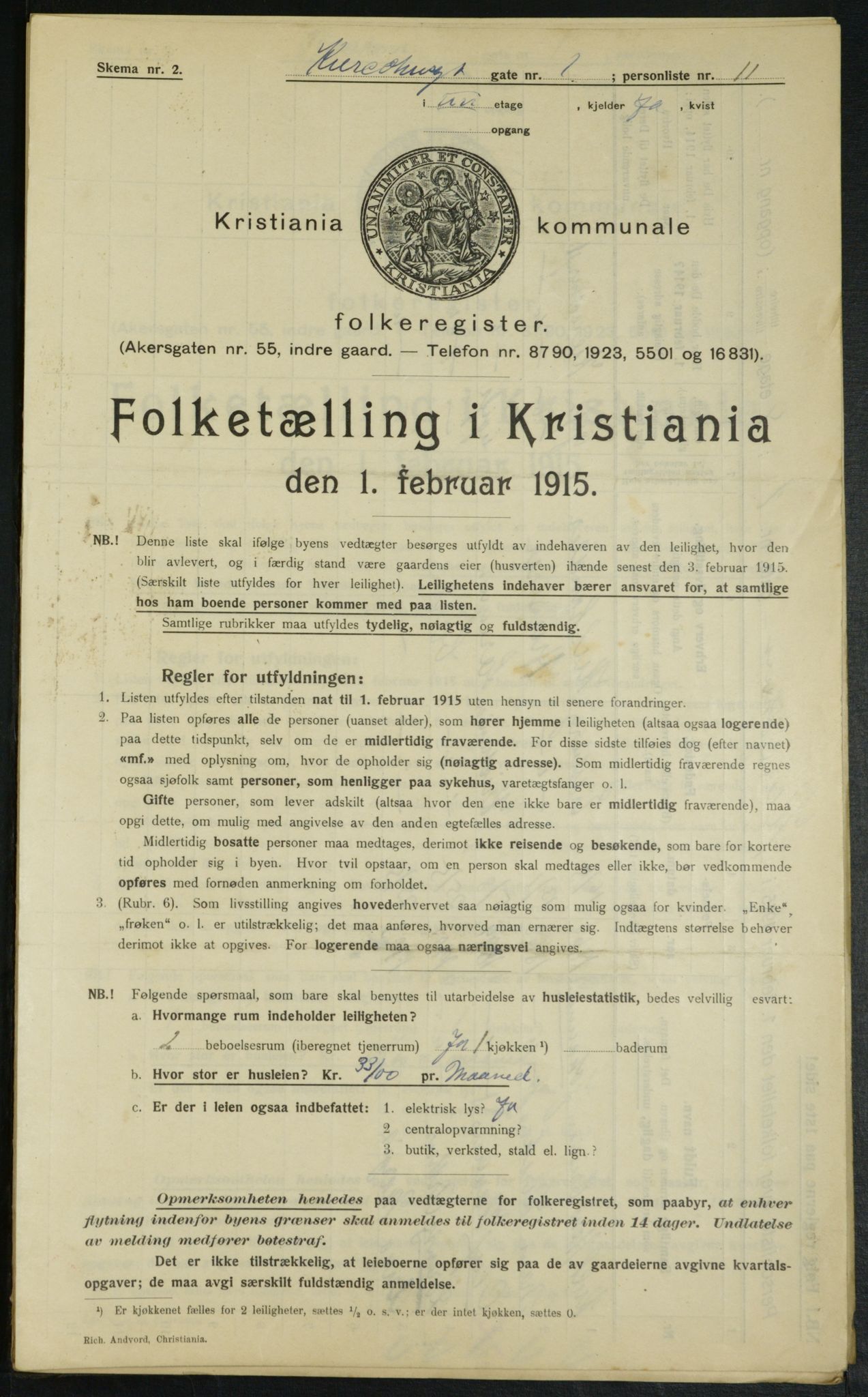 OBA, Municipal Census 1915 for Kristiania, 1915, p. 48916