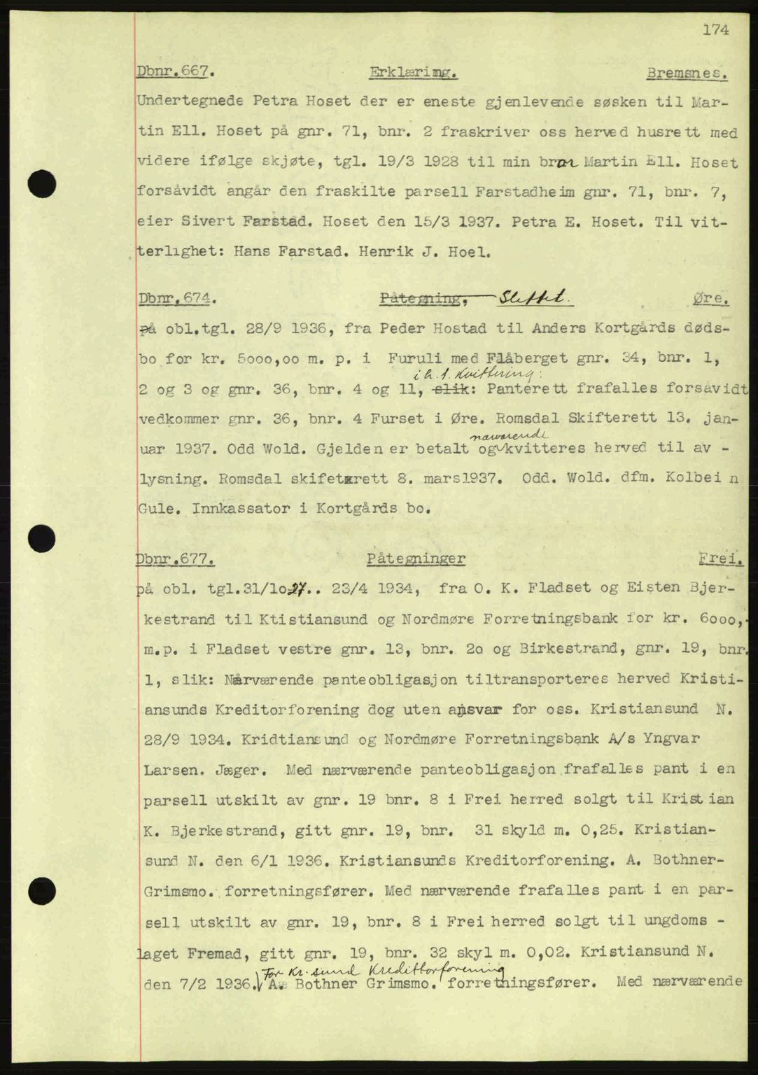 Nordmøre sorenskriveri, AV/SAT-A-4132/1/2/2Ca: Mortgage book no. C80, 1936-1939, Diary no: : 667/1937