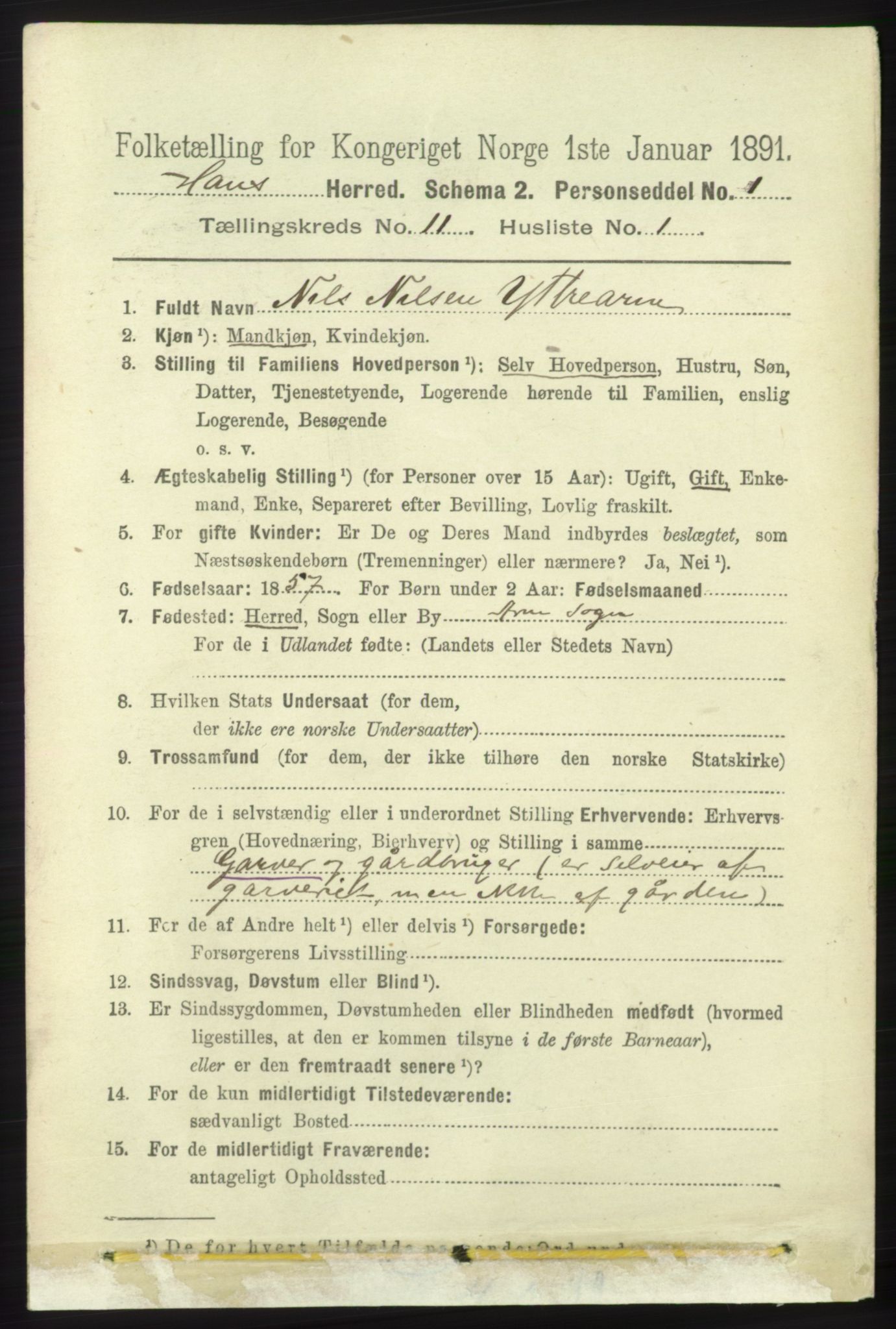 RA, 1891 census for 1250 Haus, 1891, p. 4321