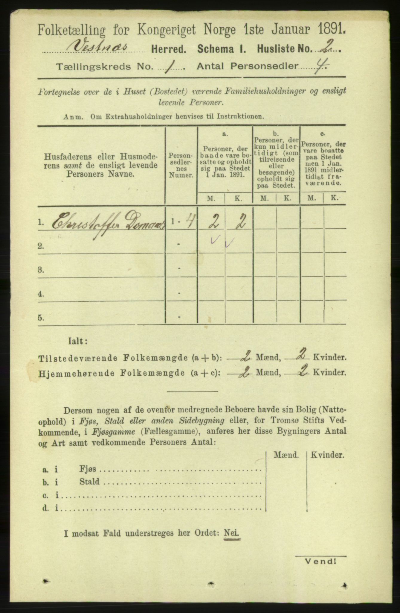 RA, 1891 census for 1535 Vestnes, 1891, p. 34