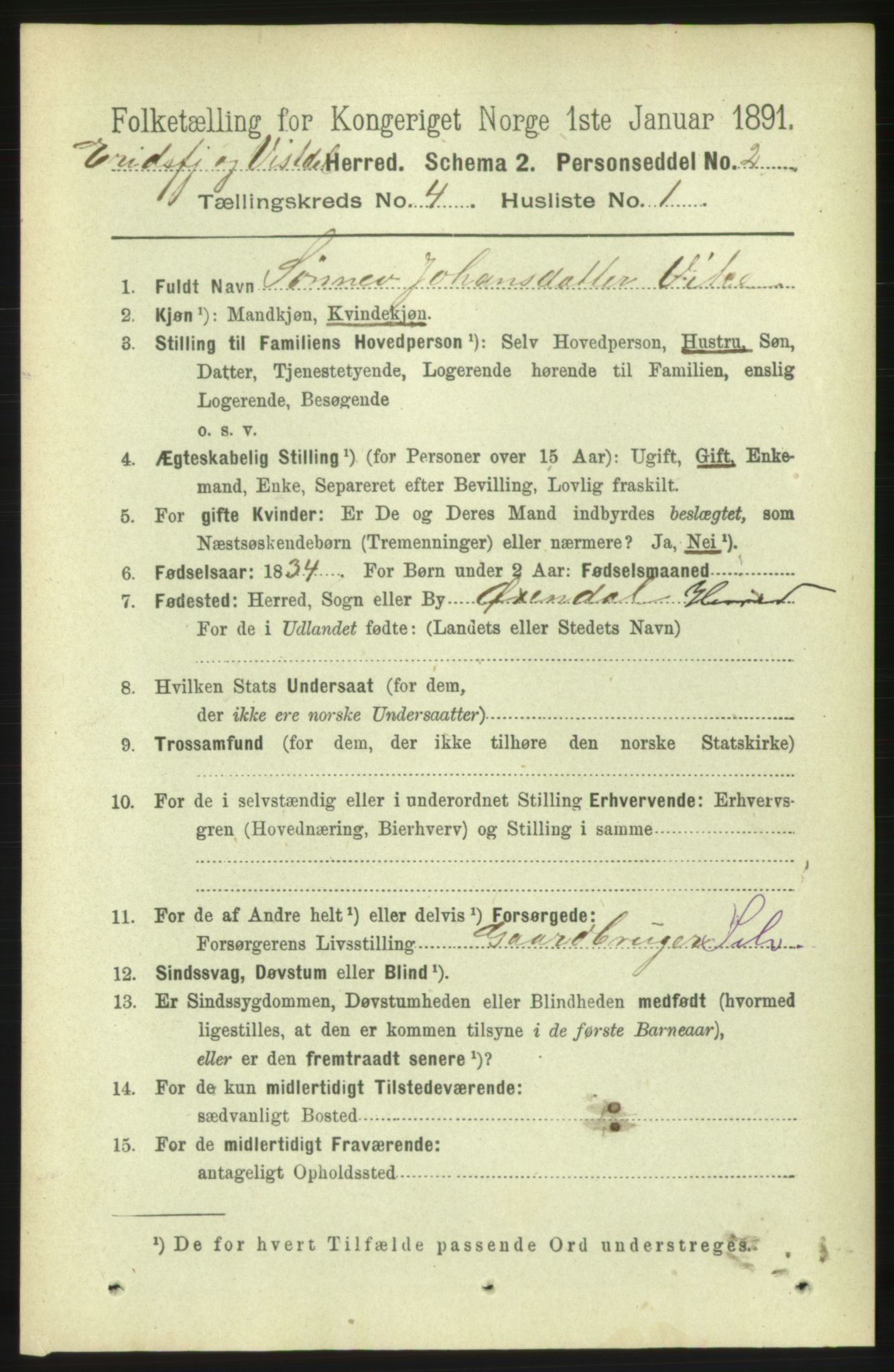 RA, 1891 census for 1542 Eresfjord og Vistdal, 1891, p. 814