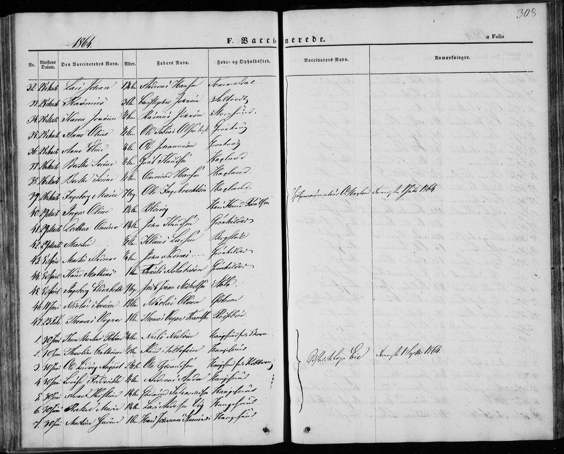 Torvastad sokneprestkontor, AV/SAST-A -101857/H/Ha/Haa/L0011: Parish register (official) no. A 11, 1857-1866, p. 308