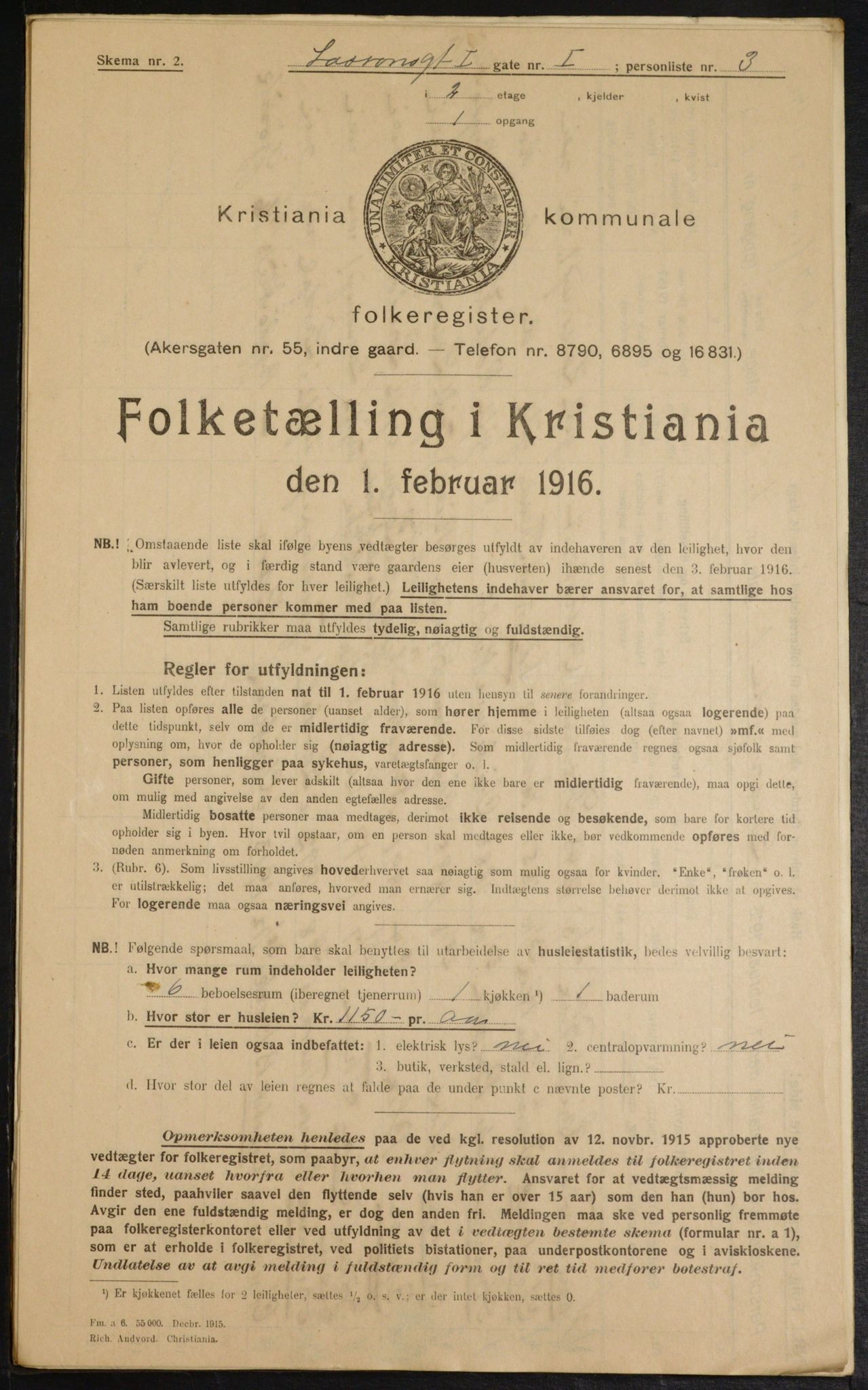 OBA, Municipal Census 1916 for Kristiania, 1916, p. 58507