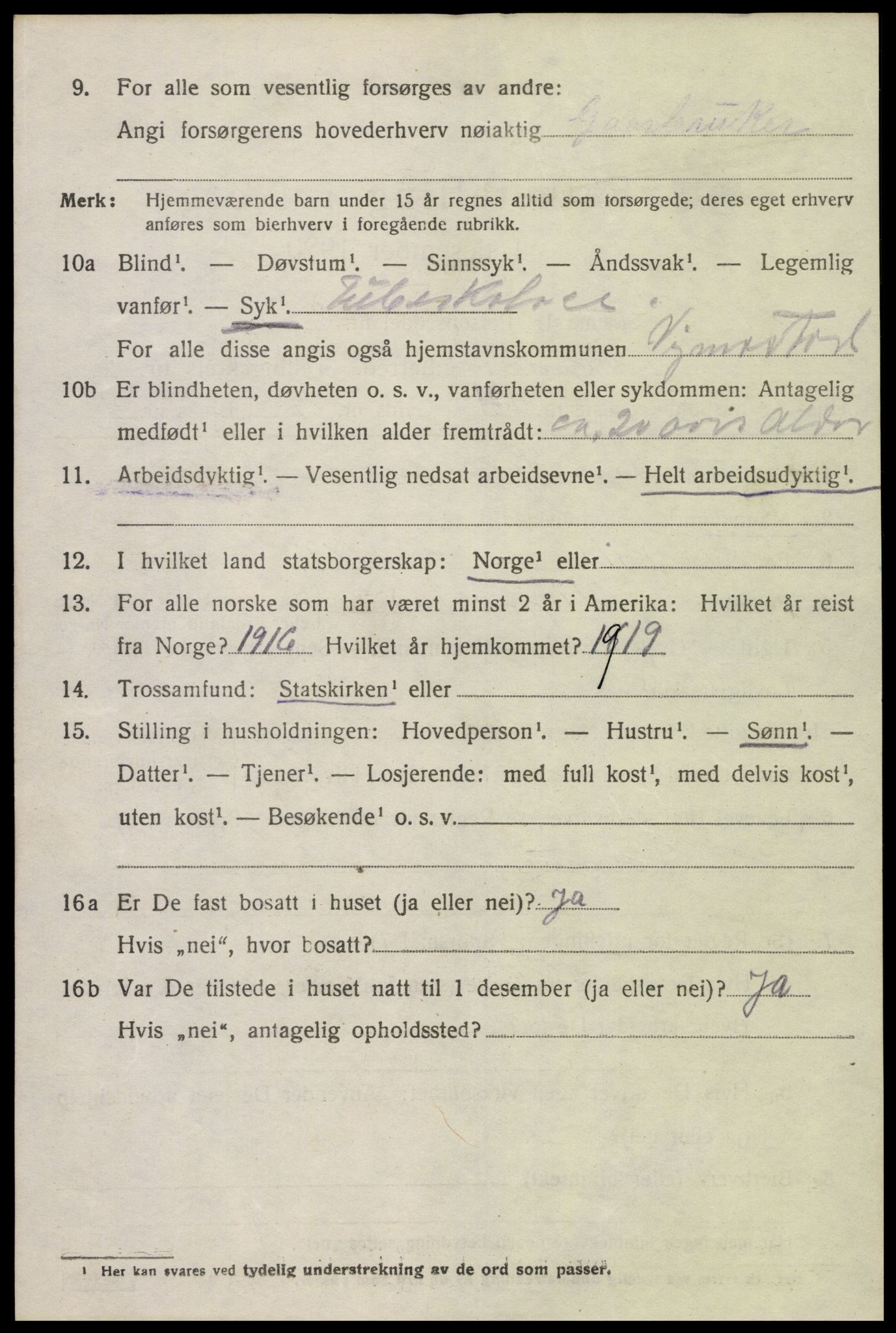 SAK, 1920 census for Vigmostad, 1920, p. 1904